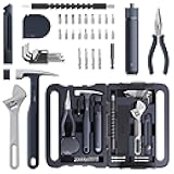 40-Piece Tool Kit, Household Essentials tool set w/Smart Electric Screwdriver (LED, 3 Torque) + 14 Tools & 26 Accessories | Pro-Grade Compact Organizer for Home, Dorm Repairs, DIY