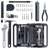 40-Piece Tool Kit&comma; Household Essentials tool set w&sol;Smart Electric Screwdriver &lpar;LED&comma; 3 Torque&rpar; &plus; 14 Tools & 26 Accessories &vert; Pro-Grade Compact Organizer for Home&comma; Dorm Repairs&comma; DIY