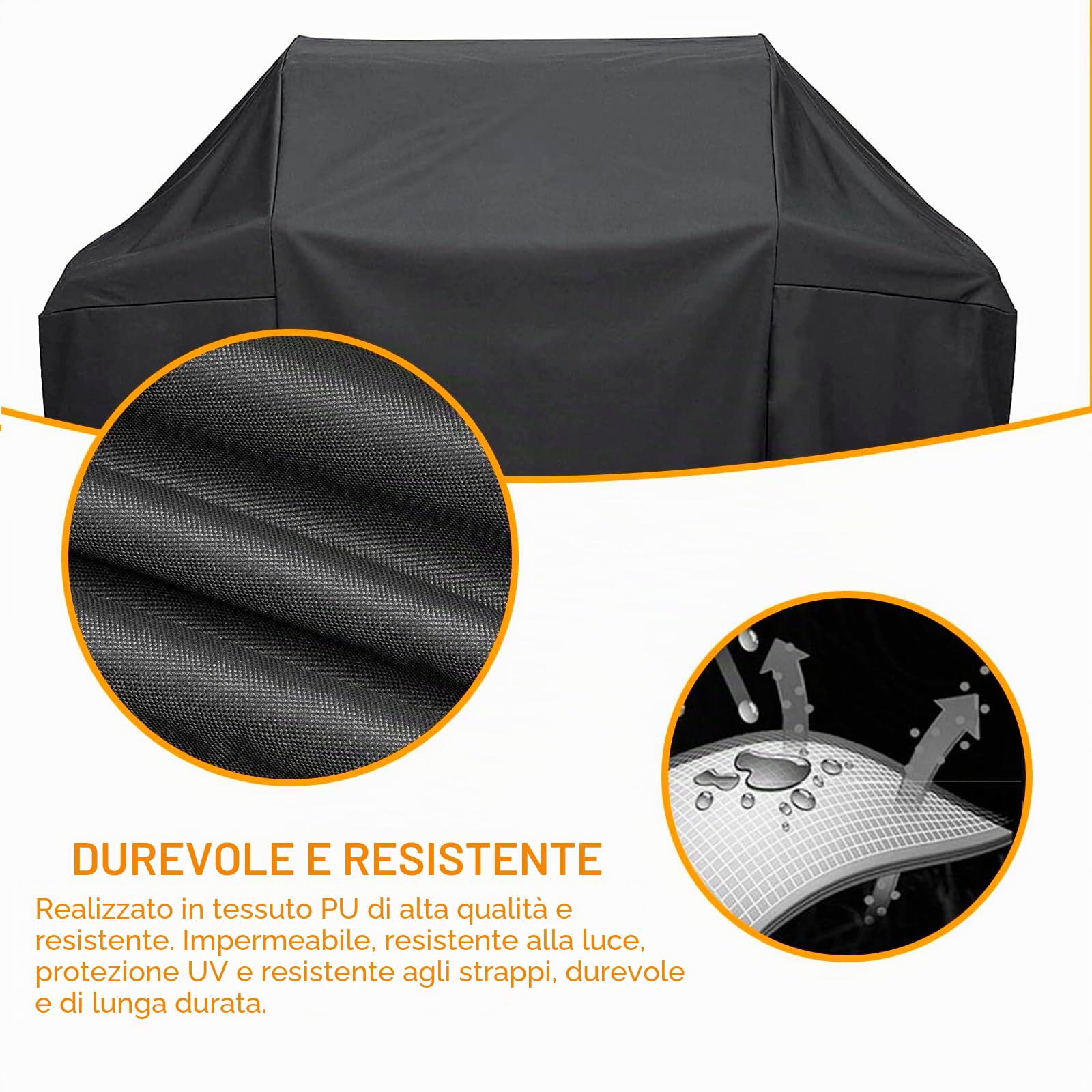 Telo di Copertura per Barbecue Weber Spirit 300 Series, E310, E315, E330, 7106, II Serie 300, 132 cm, 600D Oxford, Resistente, Impermeabile, Antistrappoe e Anti-UV