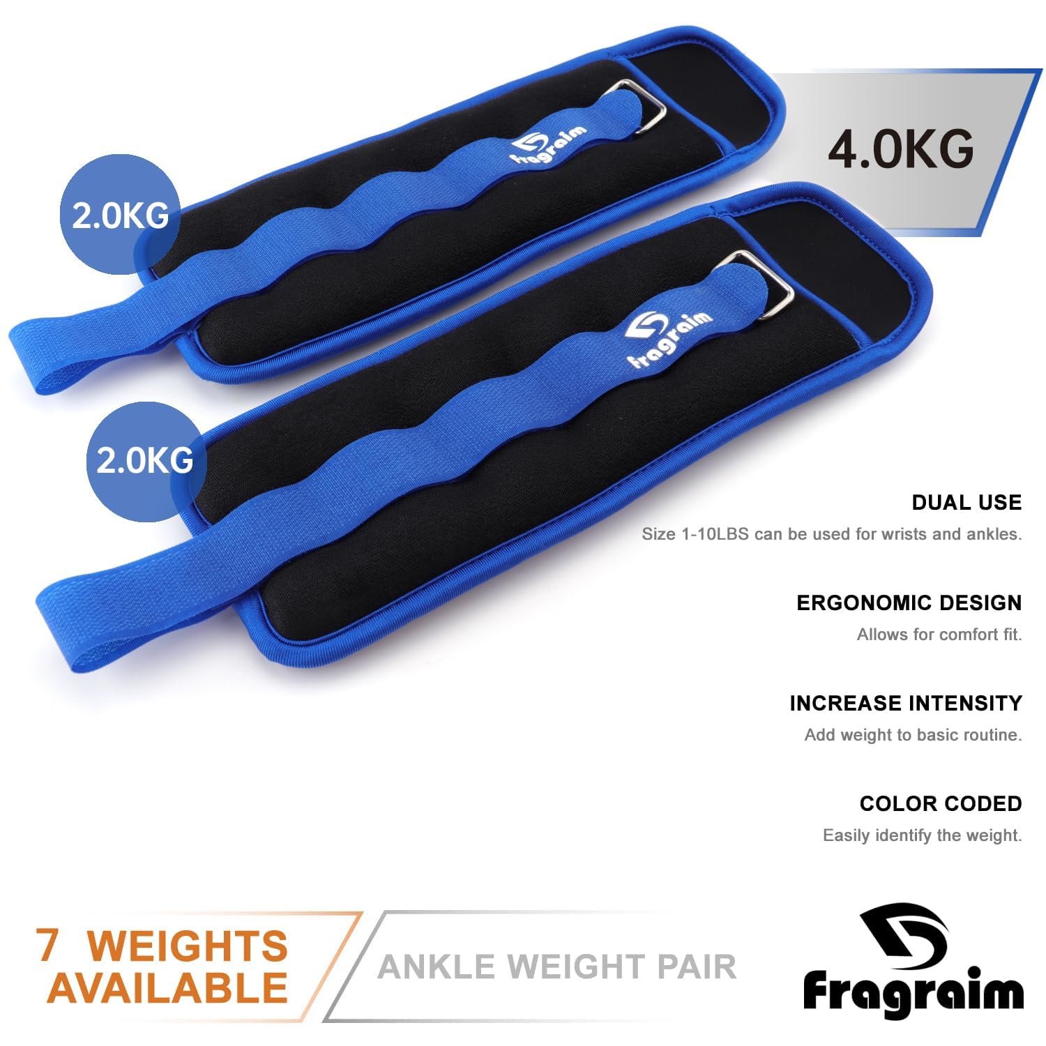 Pesi per caviglie per donne, uomini e bambini – Set di pesi per polsi/gambe/braccia con cinghia regolabile per jogging, ginnastica, aerobica, fisioterapia (da 0,9 kg a 4,5 kg coppia)