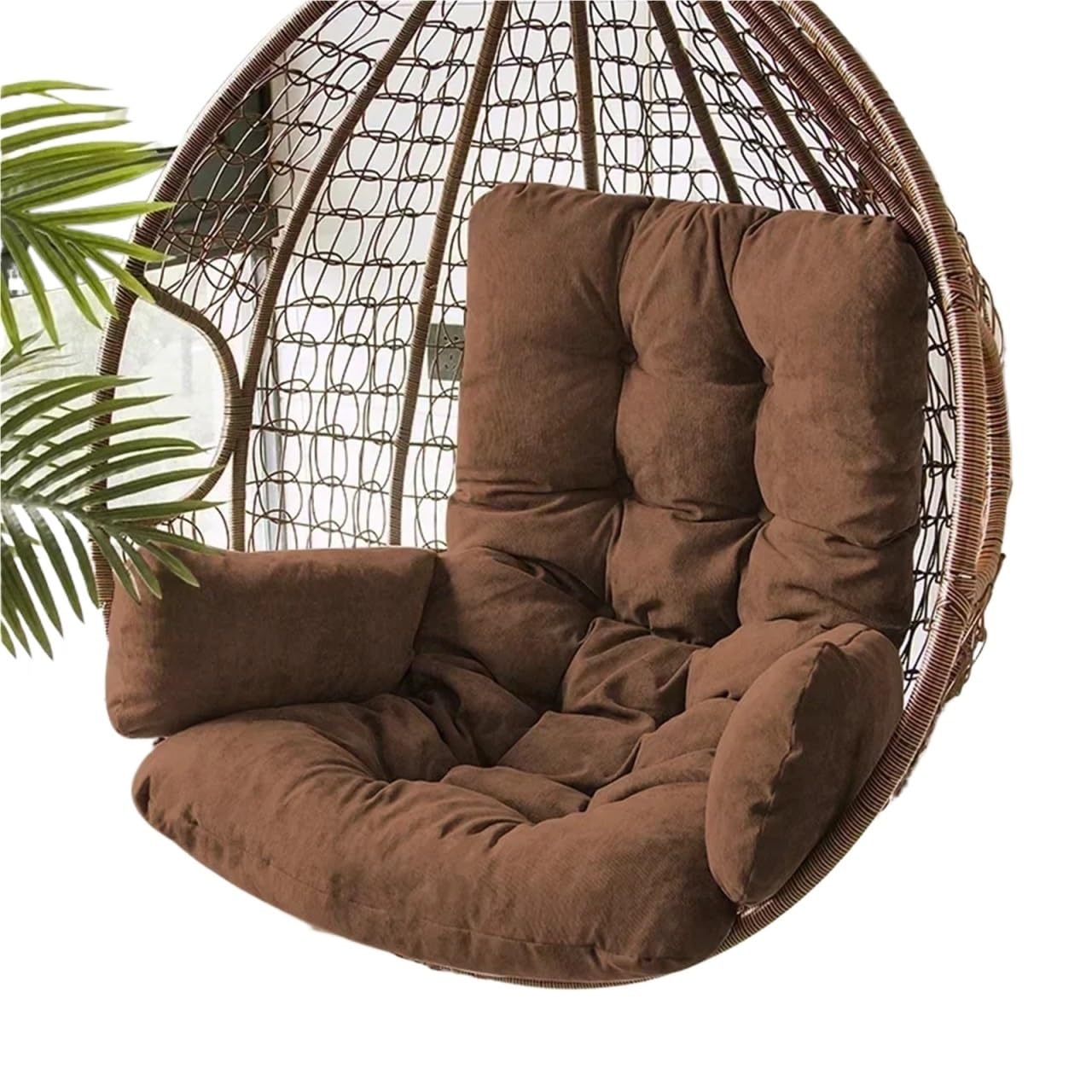 MFWHEFJ Egg Chair Cushion 1PC Thicked Hammock Chair Cushions Soft Pad Cushion with Headrest for Home Garden Indoor Outdoor No Hanging Chair (No Swing)(Coffee)