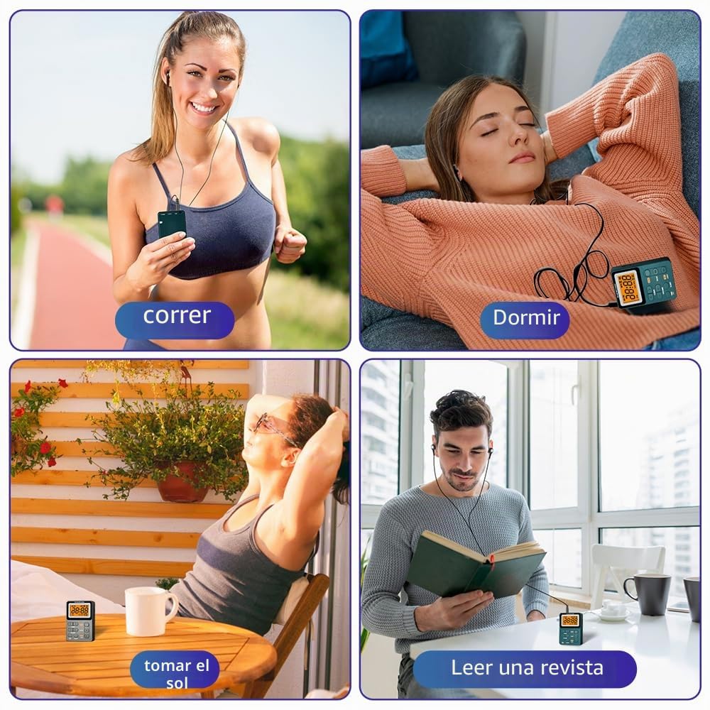 Radio portátil AM FM, altavoz de bolsillo recargable con la mejor sintonización digital de recepción, MP3, auriculares estéreo, pantalla LCD grande, toma de tarjeta TF, radio transistor para