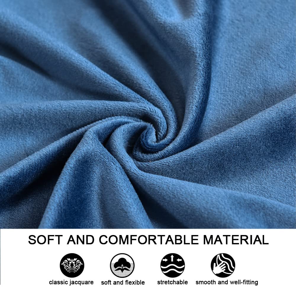 Highdi 2-Pezzi Copripoltrona con Orecchie Elasticizzato, Velluto di Lusso Copridivano con Fodera per Cuscino, Copripoltrona Lavabile Rimovibile per Soggiorno Camera da Letto (Blu Scuro