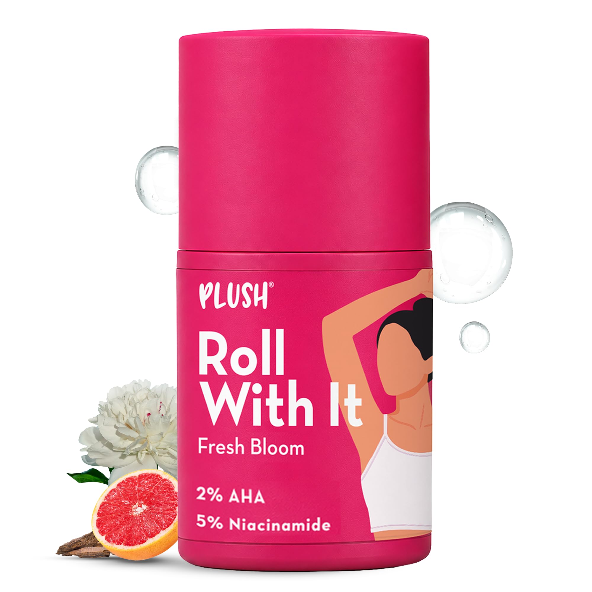 Plush Fresh Bloom Deodorant Roll On For Women | Underarm Care Roll On | Odour Control | 5% Niacinamide & 2% AHA | Helps Even Skin Tone | Alcohol-Free Deodorant | Sensitive Skin Friendly | 50 ml-picture-36