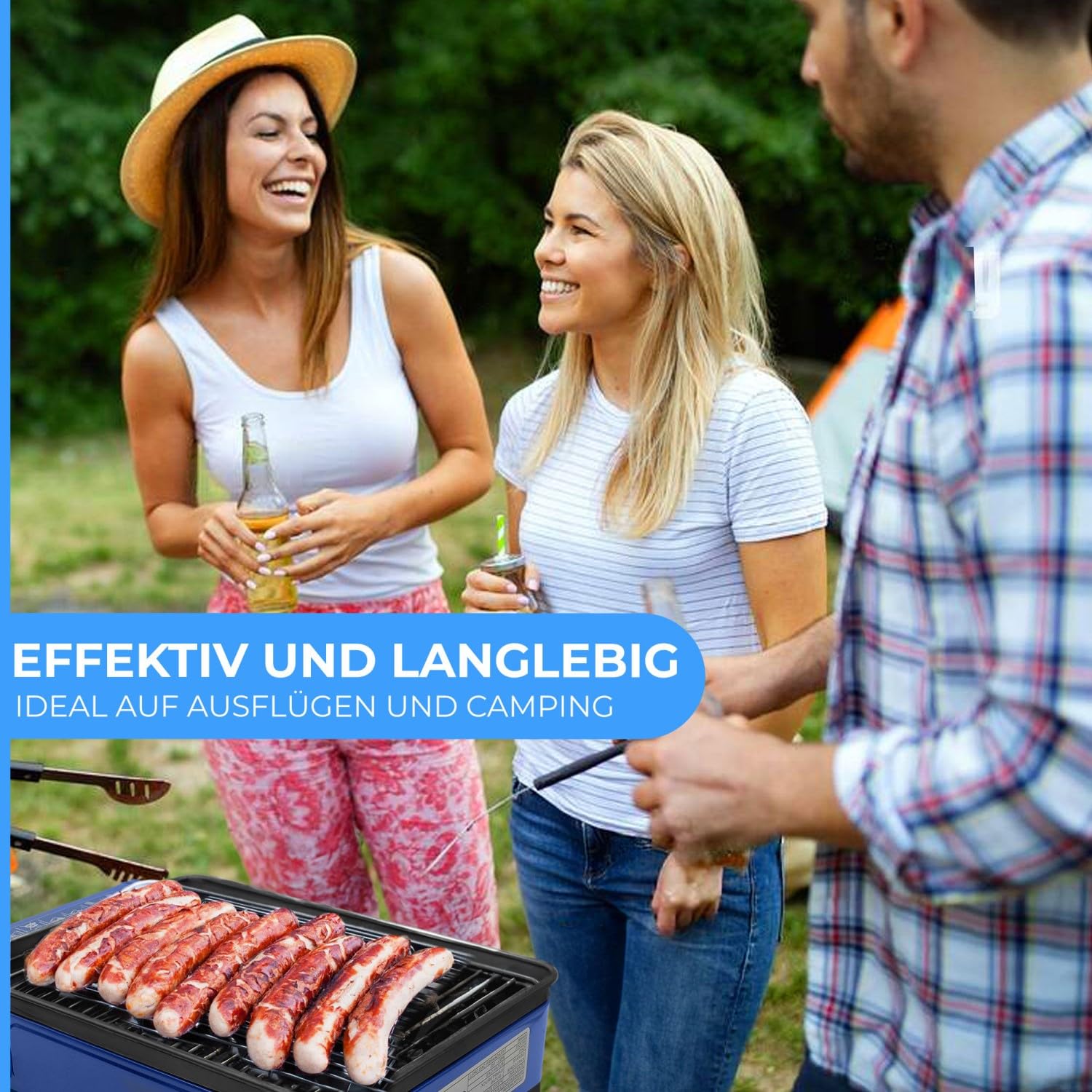 Evergrill Butangas Camping Gasgrill 2300 Watt | Inkl. Transportkoffer, Piezo-Zündung & Sicherheitsventil, Stufenlose Regelung, Mobiler Tischgrill