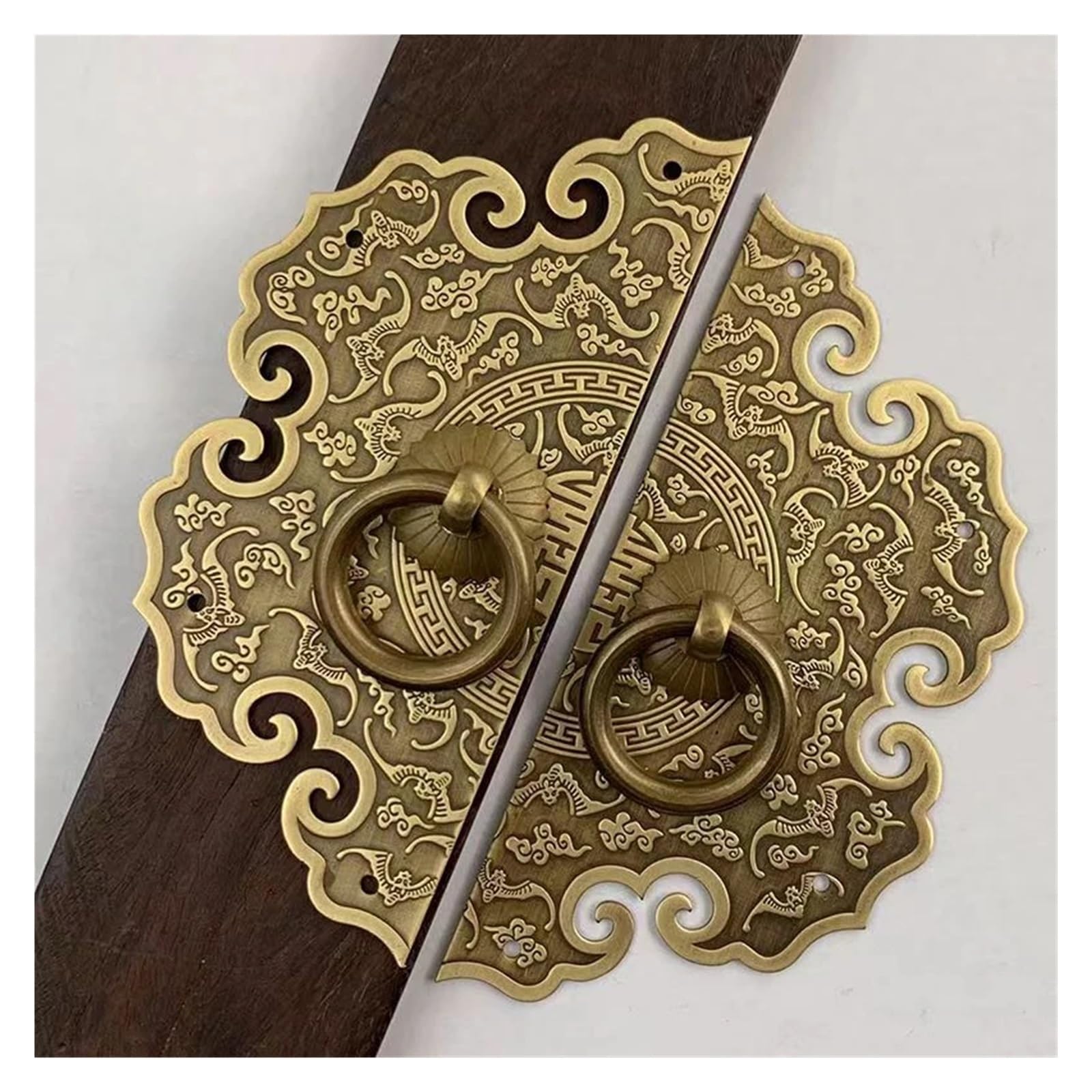 Aldaba De Puerta Manija de latón for gabinete, accesorios for muebles, zapatero, puerta de armario, manija Retro, decoración del hogar Para Puertas Delanteras Y Porches Principales(Diameter180mm gold)