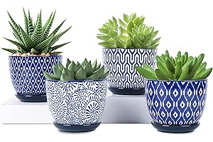Selamica Set of 4 Ceramic Indoor Plant Pots (4.6 Inch)