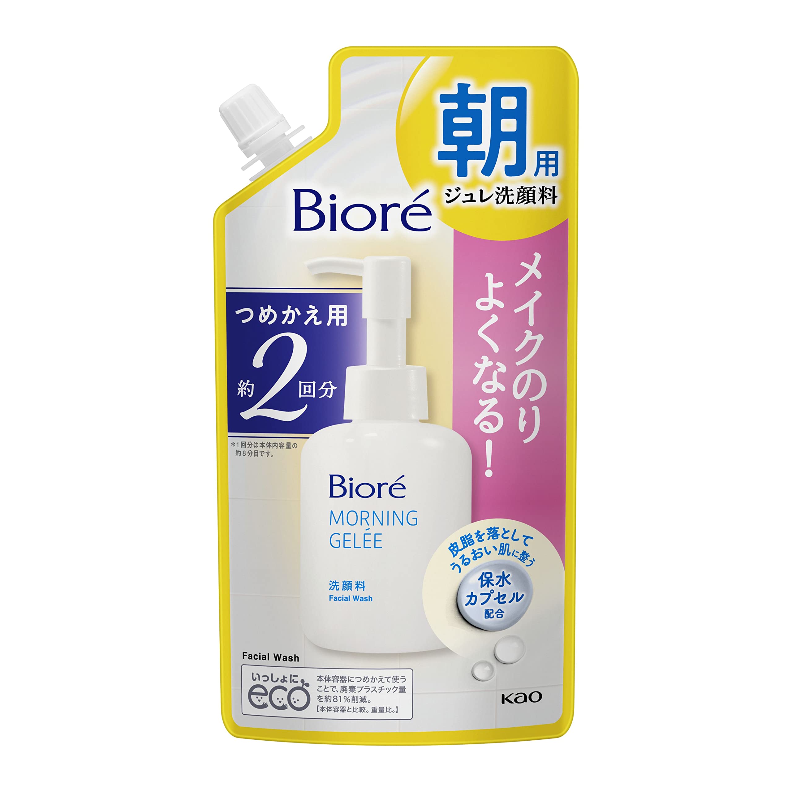 Bioré ビオレ 朝用ジュレ洗顔料 つめかえ用 2回分 アクアフローラルの香り…