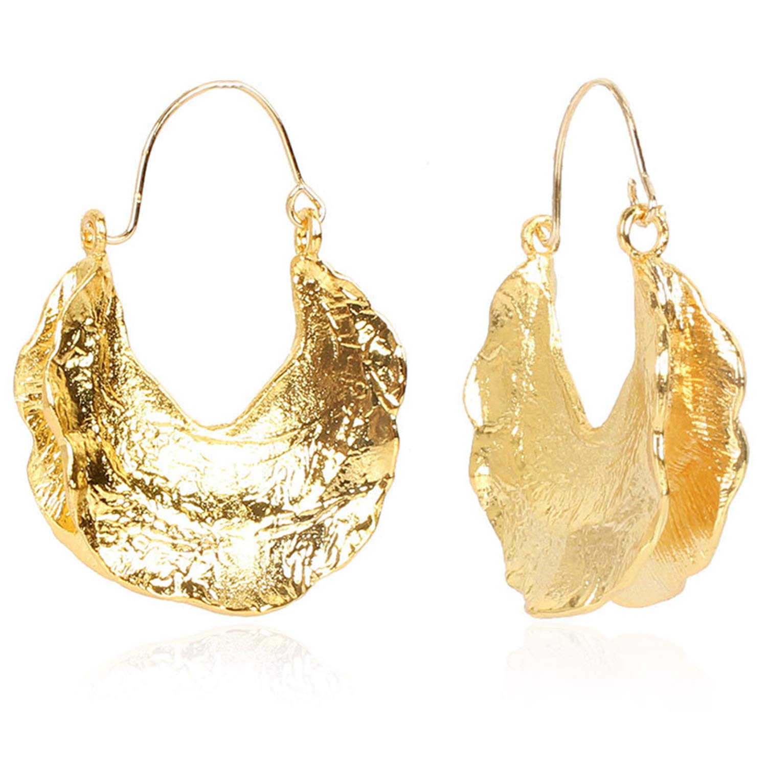 GdpaddySimple Large Vintage Gold Circle Hoop Earrings Boho Irregular Hollow Shield Shape Dangle Drop Earrings for Women Statement Jewelry Gifts