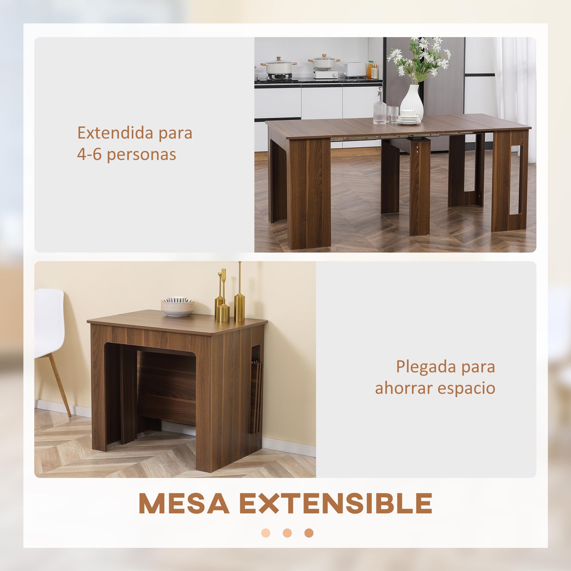 HOMCOM 23.6in-70.9in Table à Manger Extensible 6-8 pers. Brun Clair