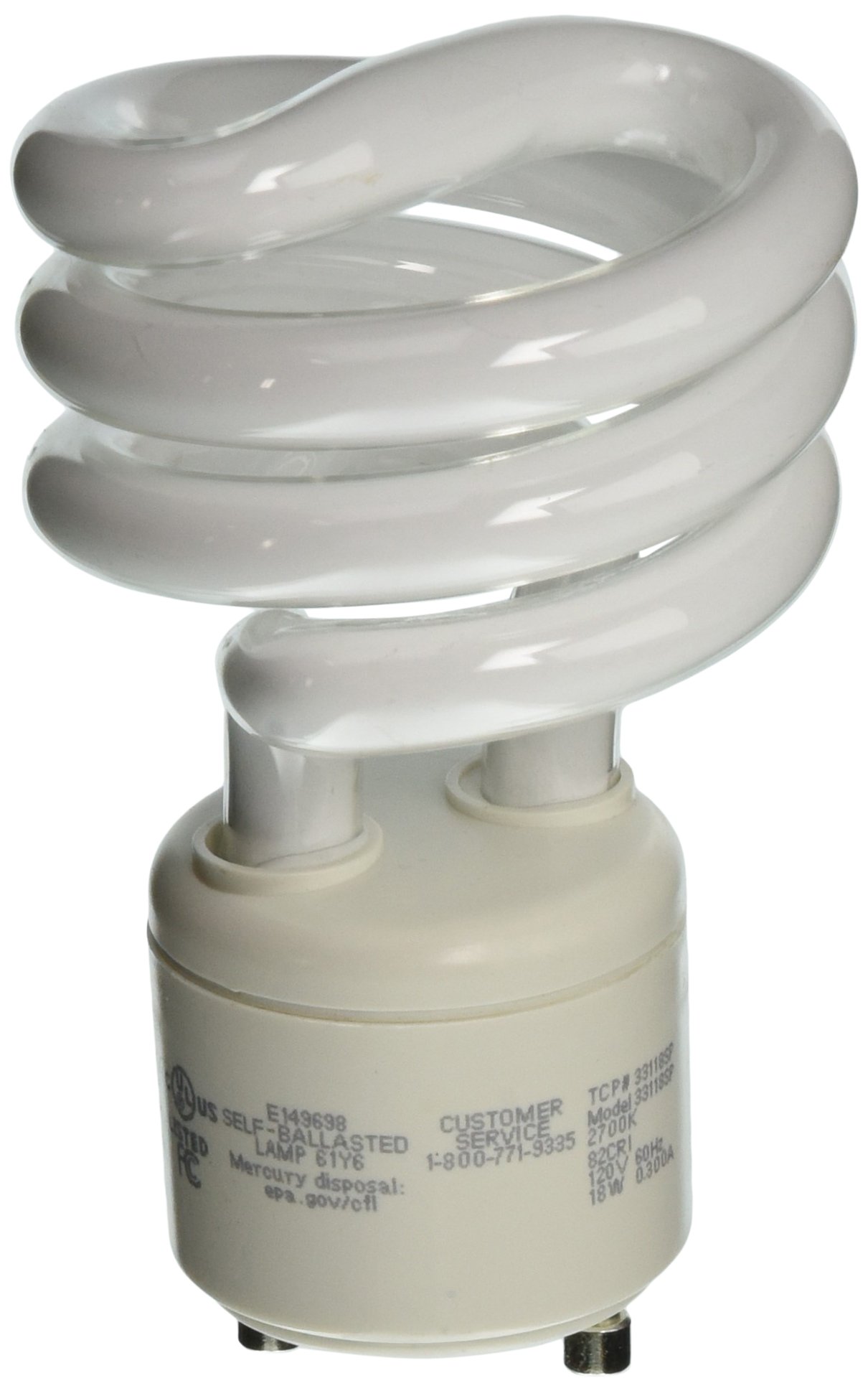 TCP SpringLamp CFL 75W Equivalent, Soft White (2700K), GU24 Base Spiral Light Bulb