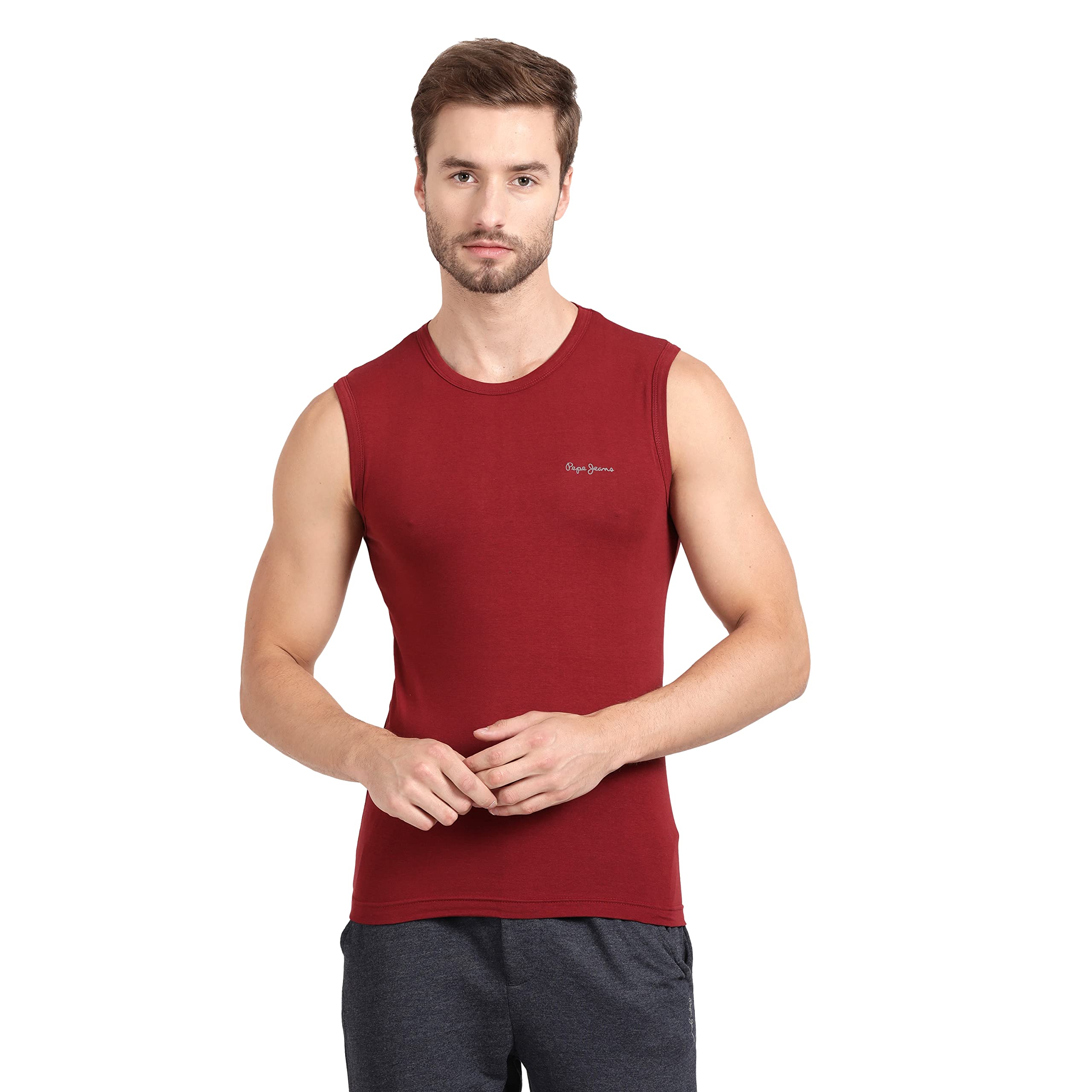 Pepe Jeansmens Relaxed Vests Atv02 Dark Red Extra Large