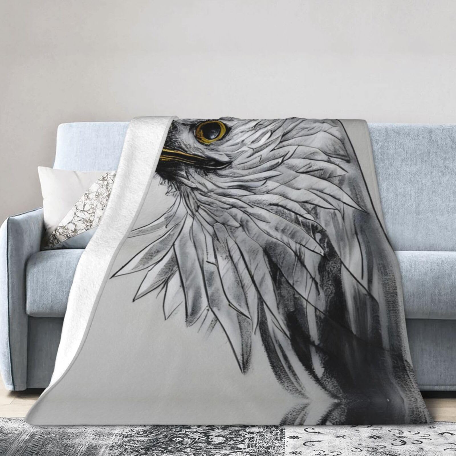 Sketching an Eagle 60"x50" Fleece Blanket, Full Size, Super Soft, Suitable for Bed, Sofa, Camping, All Seasons