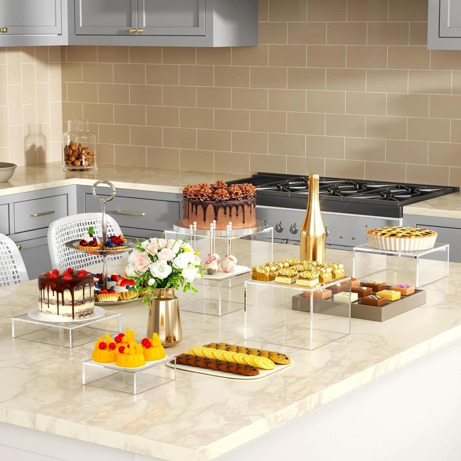 Alzata per buffet 3 pezzi alzate for buffet alzata for cibo for tavolo da for figure cosmetici cupcake for for espositore(Black)