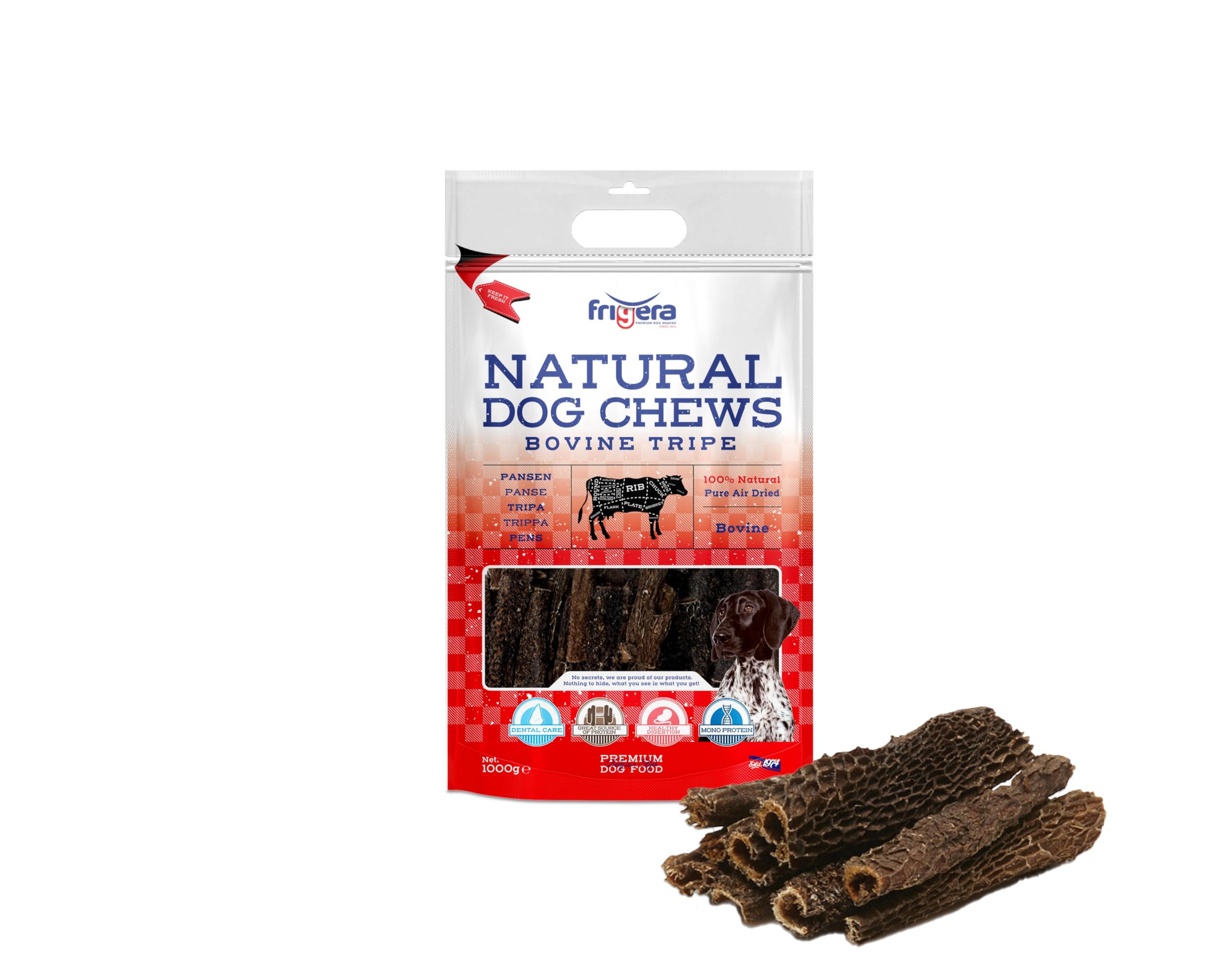 Frigera Pansen 1000g – Rind, Natürliche, Proteinreiche Leckerlis für Hunde, Gluten- und Getreidefrei, Hochwertige Hundesnacks ohne Zusatzstoffe
