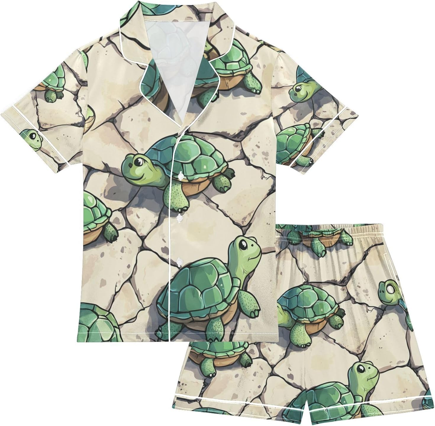 Silk Pajamas Sets Soft Satin 2 Piece Pjs Set Short Sleeve Sleepwear Nightwear