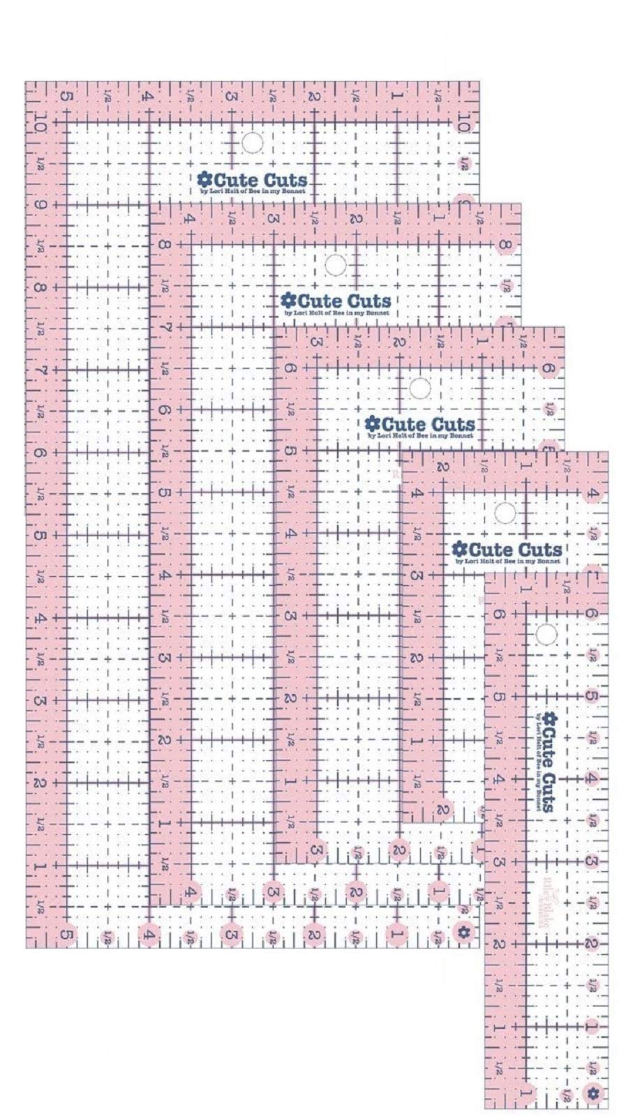 Lori Holt Riley Blake Designs - Cute Cut Ruler - Rectangular Ruler Pack - Set of 5 Rulers