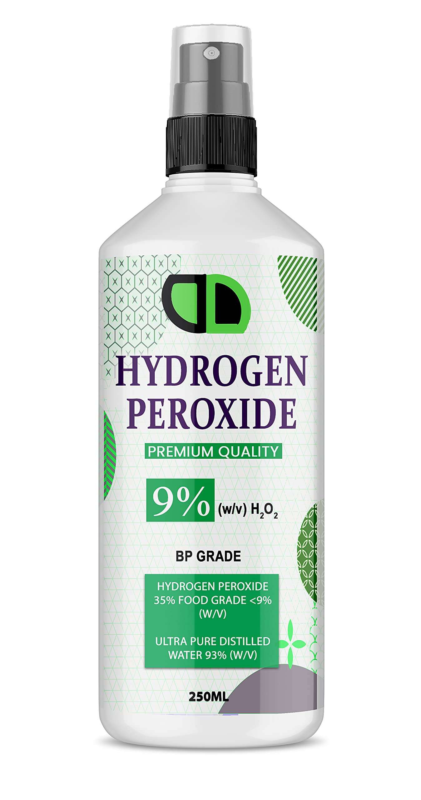 Food Grade Hydrogen Peroxide 9% (H2O2) VARIOUS SIZES CAP/SPRAY (250ML SPRAY)