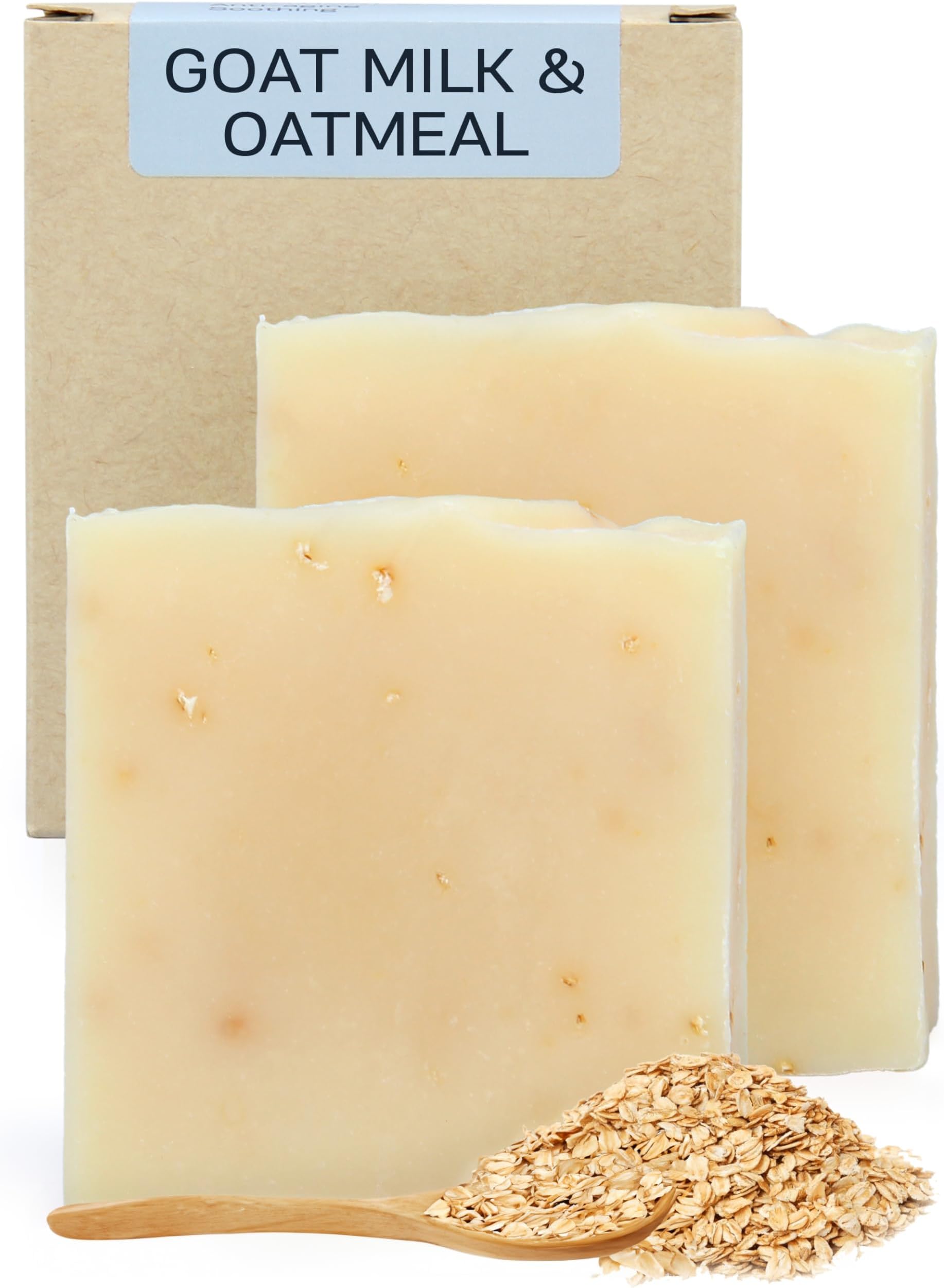 AUTHENTIC BATH & SOAP - Goat Milk and Oatmeal Bar Soap - Cold Processed, Natural, Handmade, Anti-Aging, Soothing Face & Body Wash for Men & Women, Parabens Free, Cruelty Free. (Pack of 2) 4.2 Oz Each