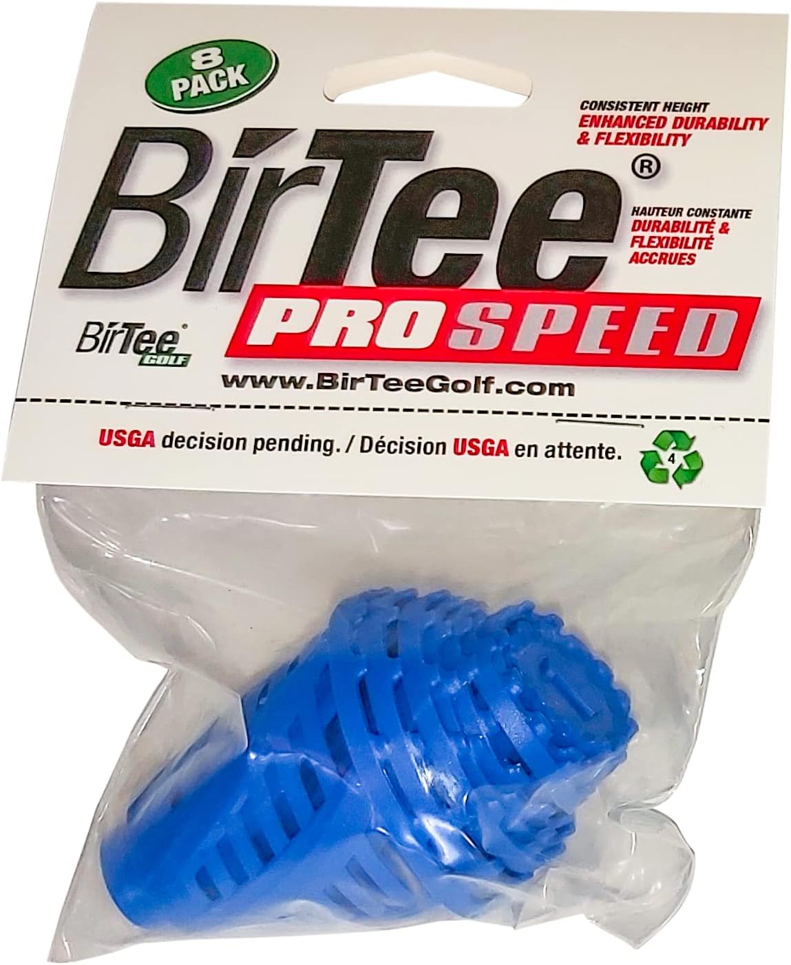 BirTee Golf Tees - PRO Speed Version with Enhanced Durability - 8 Pack. Indoor Golf Tees/Golf Simulator Tees/Winter Golf Tees. (Blue)