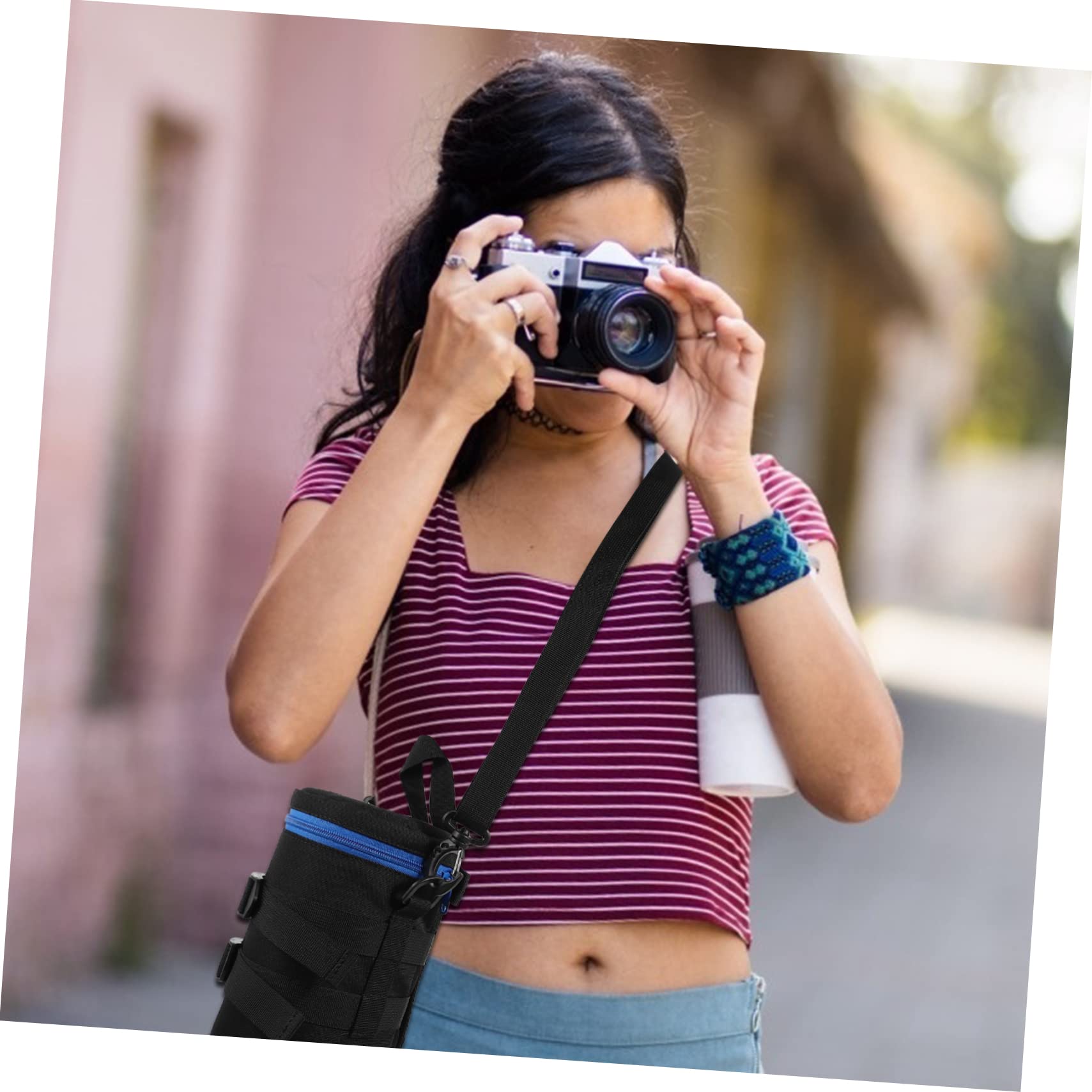 Custodia per Obiettivo Fotocamera Antiurto in Poliestere Nera | Cintura Regolabile Inclusa, Accessorio per Fotografi, Profilo Compatto e Protettivo