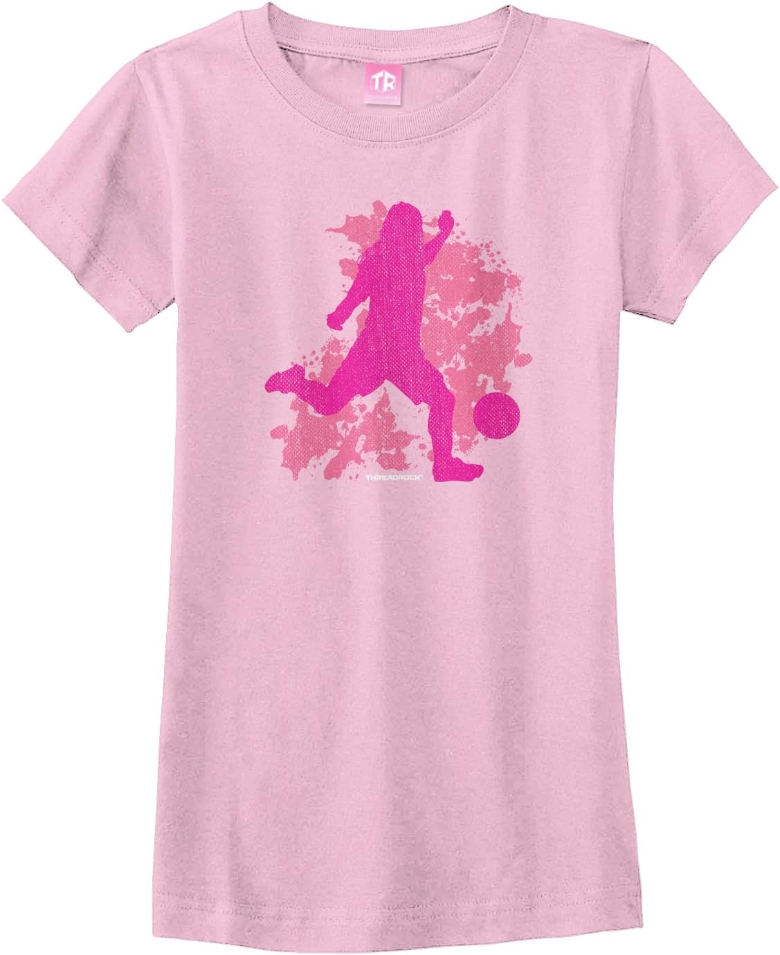 Threadrock Big Girls' Soccer Player Fitted T-Shirt