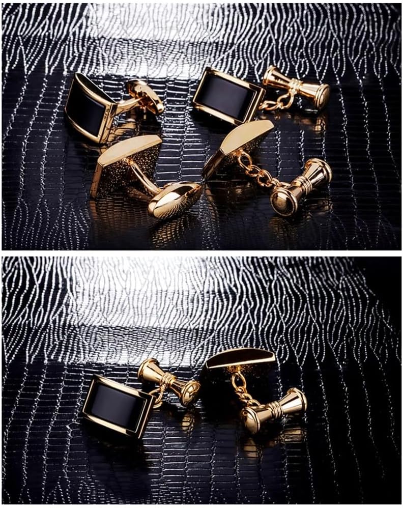Men's Cuffs - Gold Black Cuffs for Men - Premium Copper Jewelry for Men - Elegant and Classy Cuffs for Men - Ideal for Wedding, Party, Business (Gold_Small)