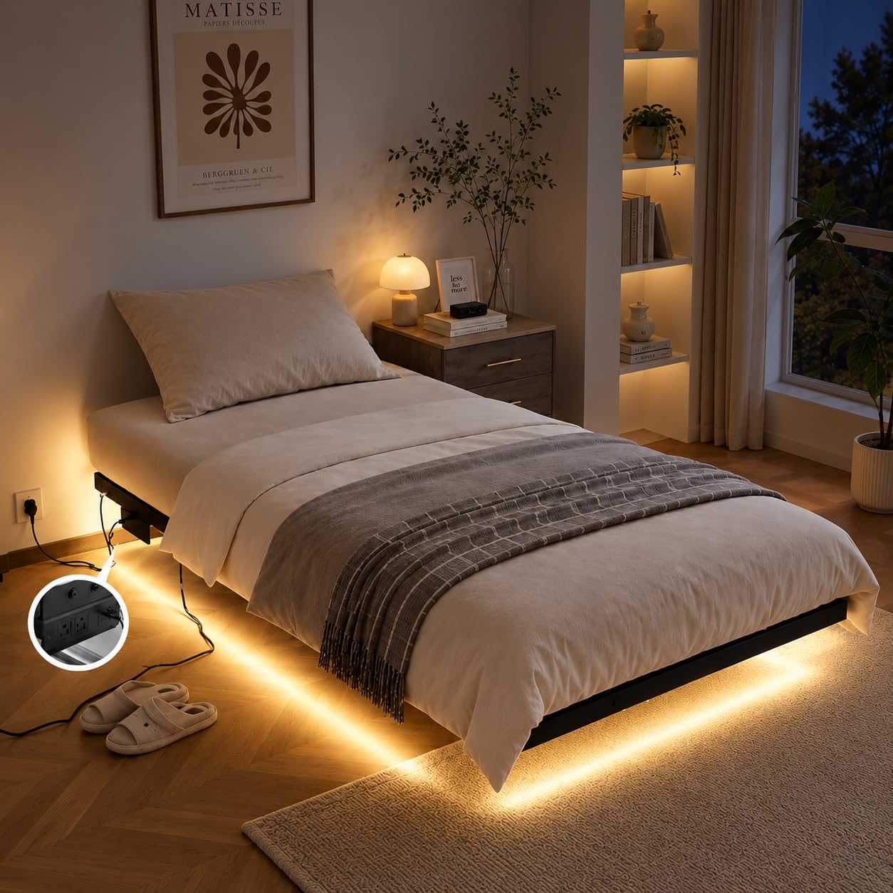 VINGLI Floating Bed Frame Twin