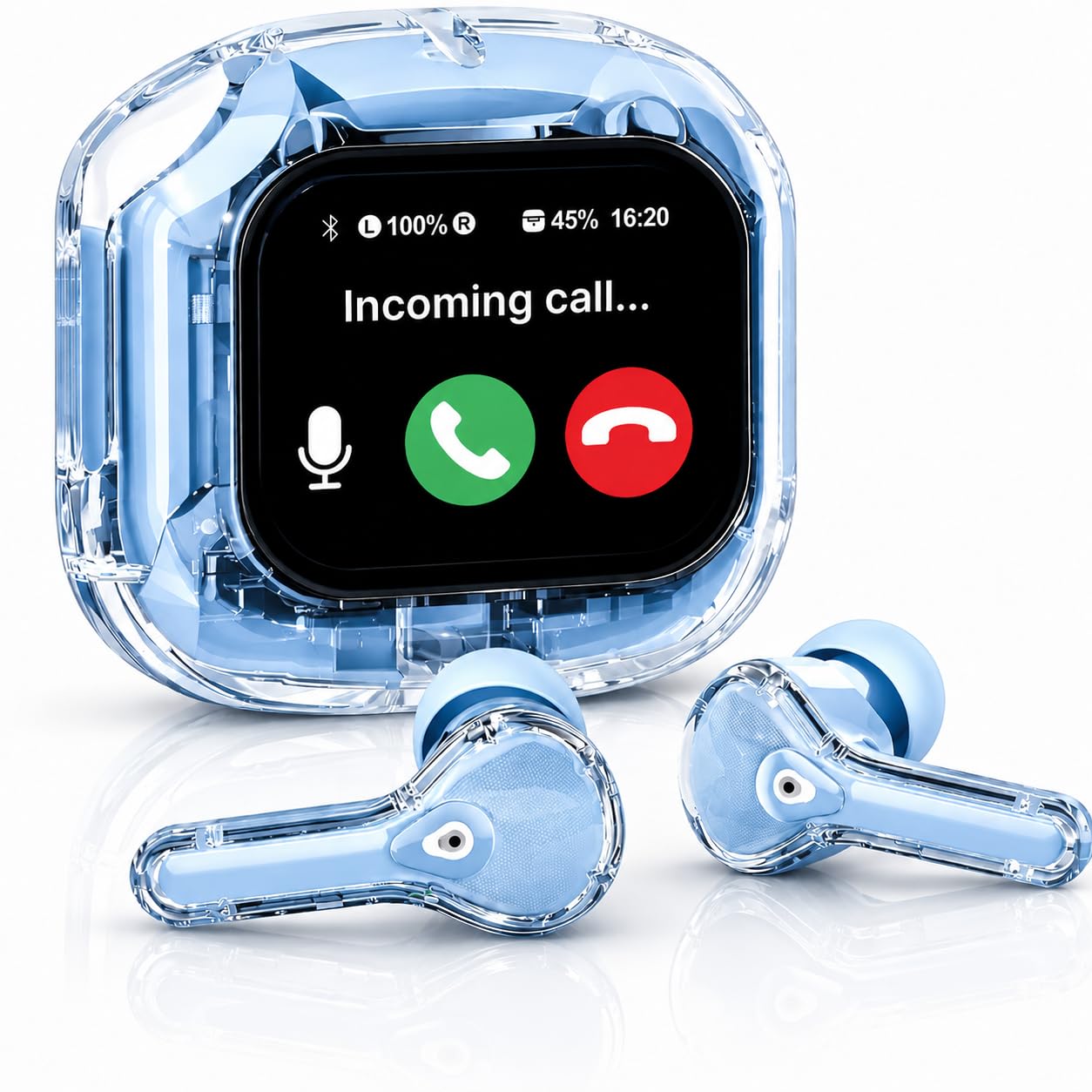 VEHOP AIRMAX Screen TWS, Smart Touch Display True Wireless Buds, BT5.4 with Low Latency Gaming Mode, Type-C Fast Charging, Find My Earbuds, 4 Mics ENC for Clear Calling, EQ Mode.(Blue)-image-40