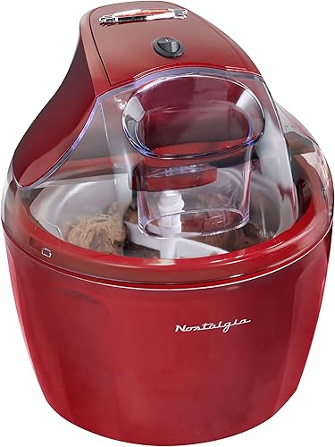 Nostalgia Helado eléctrico de 1.5 cuartos de galón, yogur congelado, gelato y sorbete, rojo