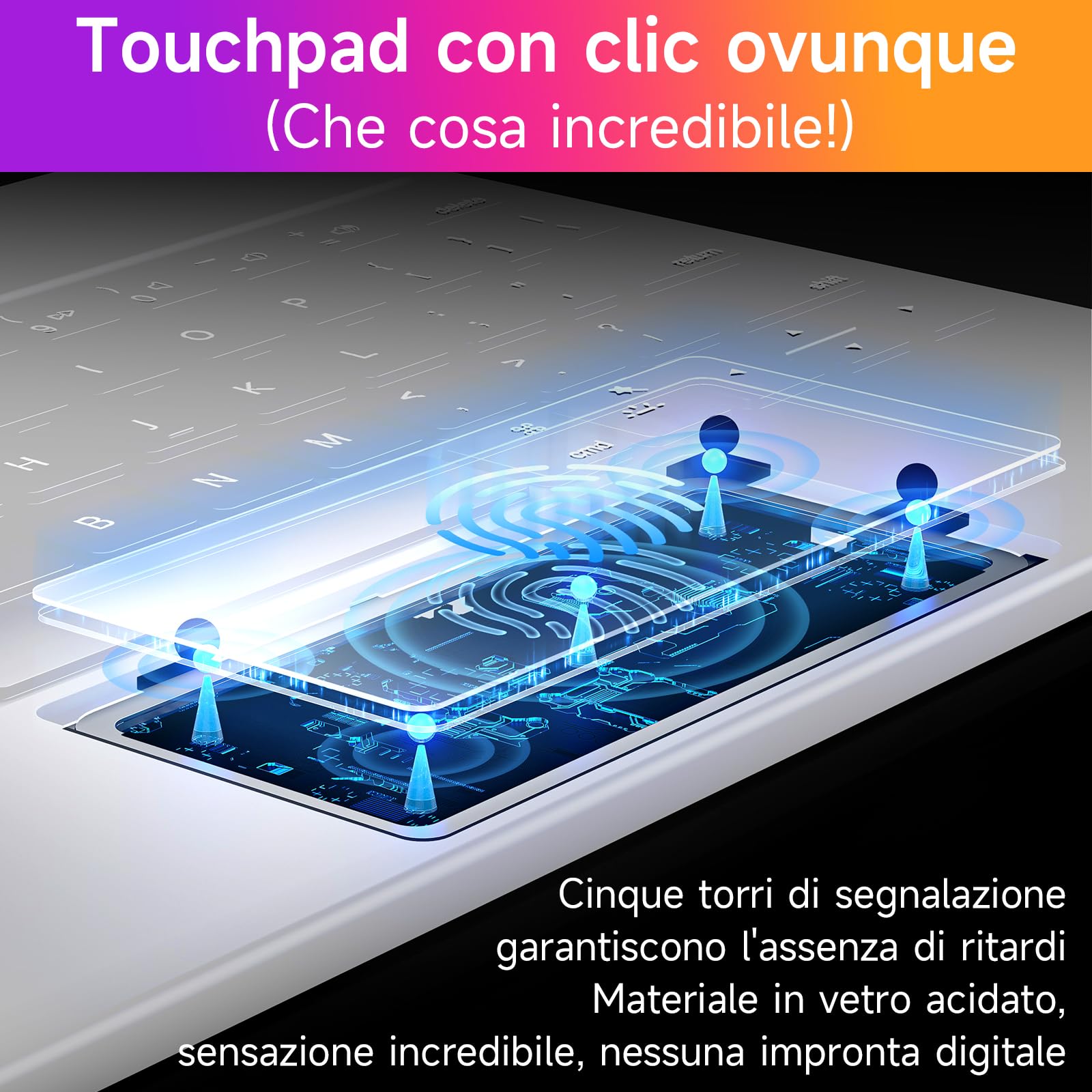 HOU tastiera per iPad Air 11"(M2 2024/M3 2025)/Air 5th/Air 4th generazione iPad Pro 11" (4a/3a/2a/1a) generazione,design magnetico galleggiante,trackpad e tastiera Disposizione italiana,bianco