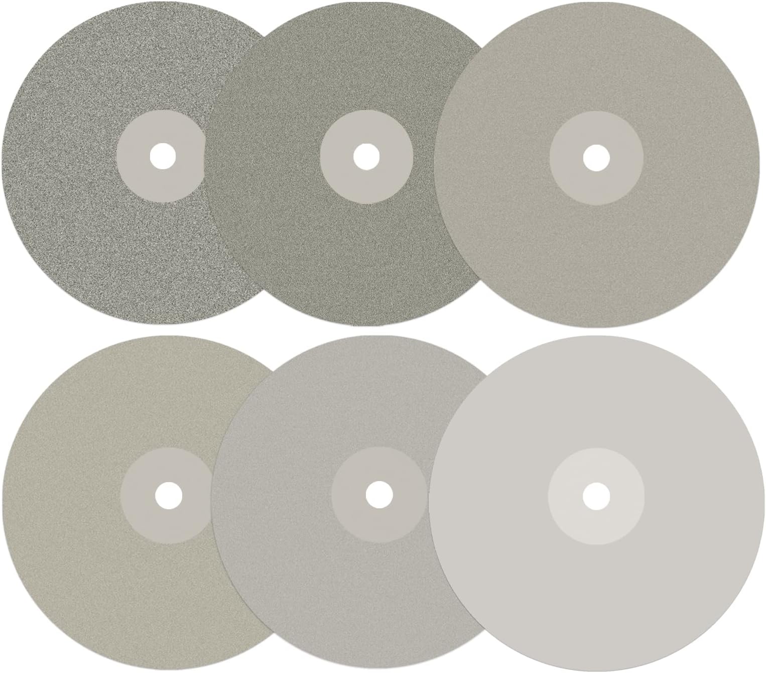 DZQ 6Pcs Diamond Flat Lap Wheel Disc Arbor Hole 8" x 1/2" Abrasive Lap 240 320 600 800 1200 3000 Grit for Cutting or Sanding Stone and Glass
