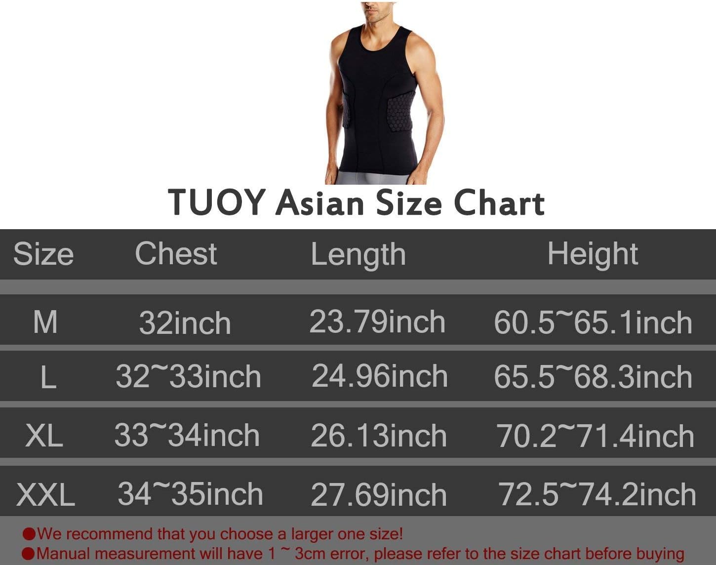 TUOY Men's Padded Compression Shirt Protective Shirt Rib Chest Protector for Football Paintball Baseball : Sports & Outdoors