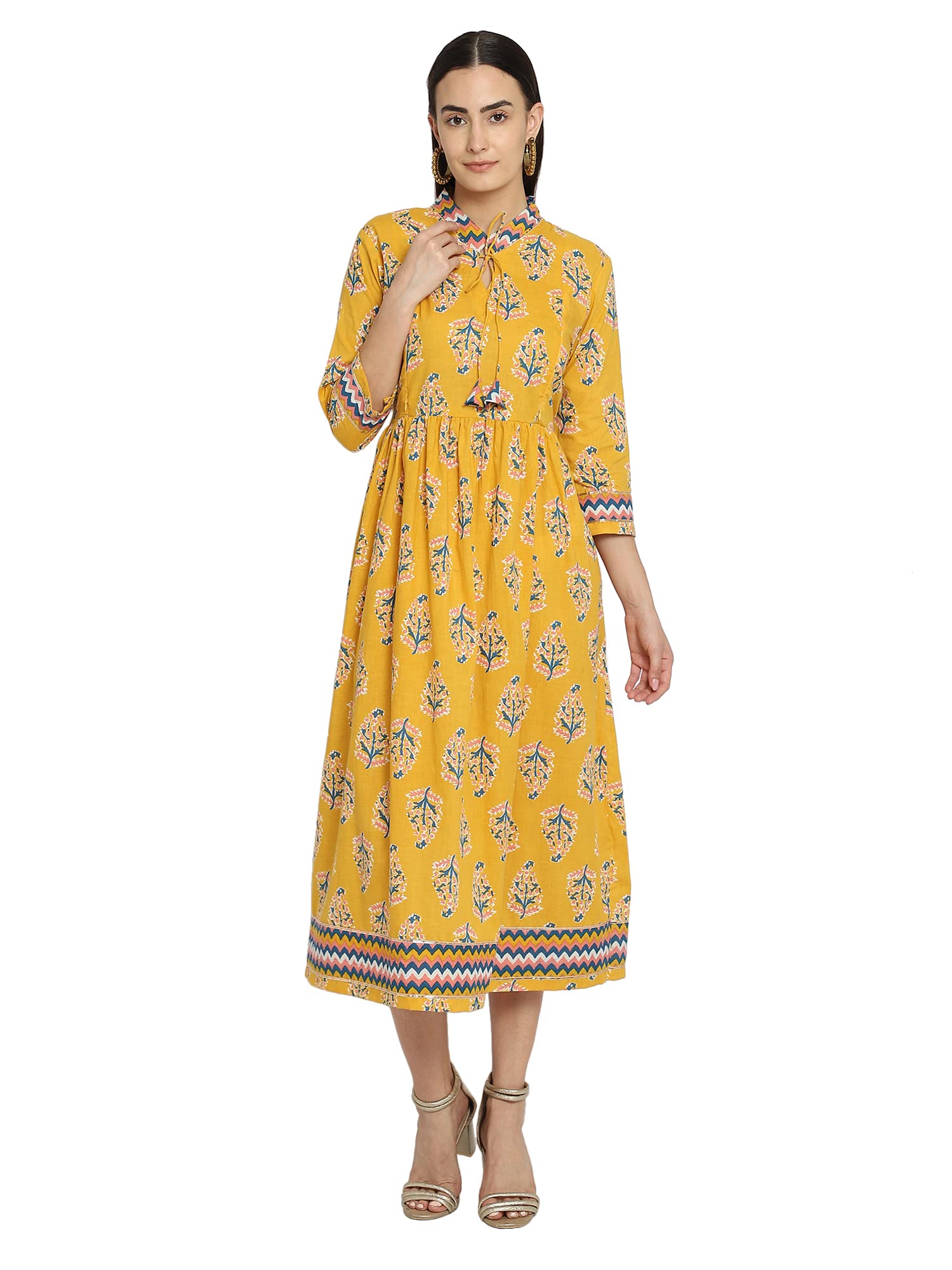 Women's Rayon Printed Flared Maternity Feeding Kurti with Consealed Zippers ZL7374031