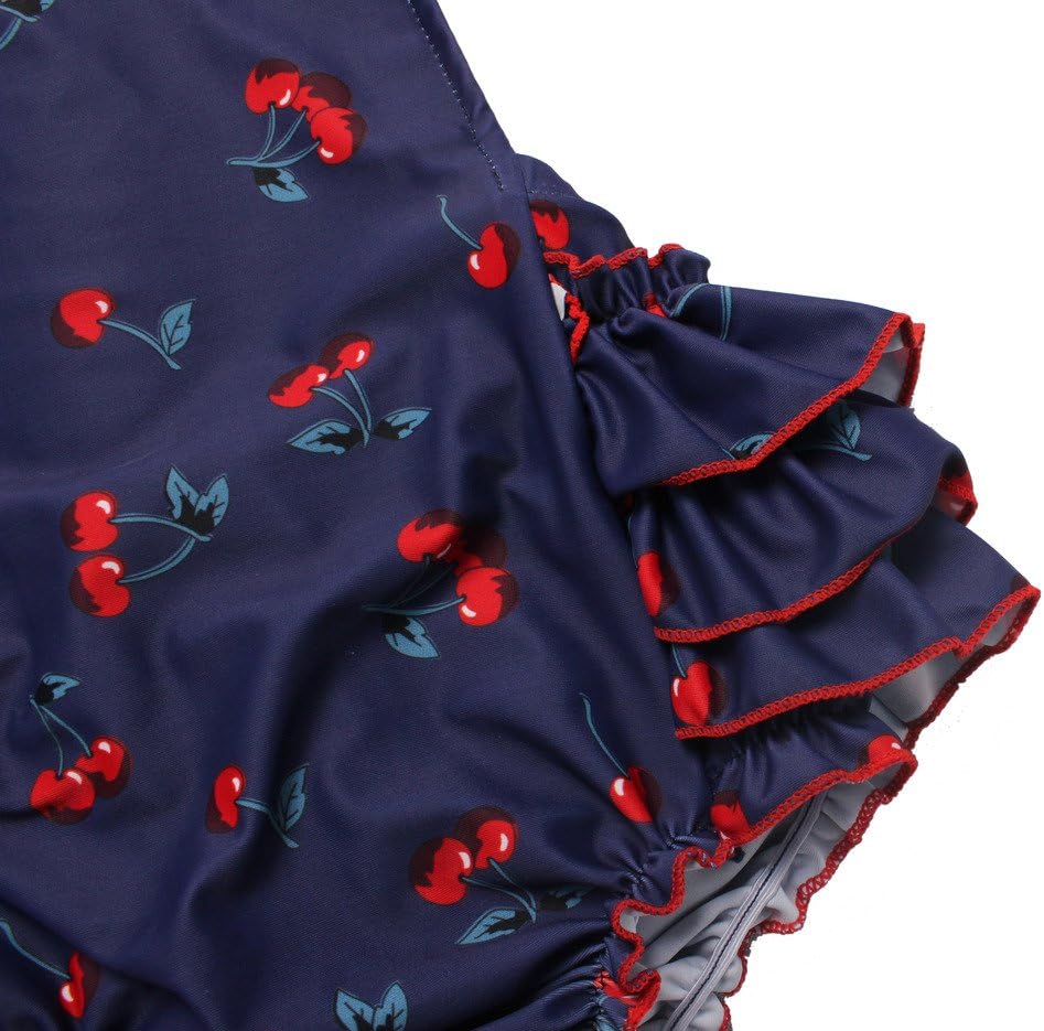 Baby Girl Cherry Pattern Bathing Suits Outfits Rompers with Headband 0-4 Years