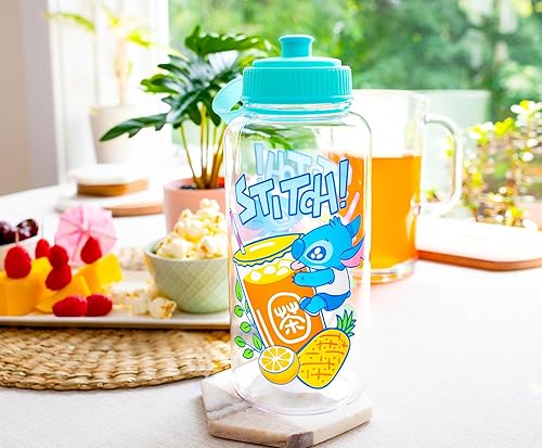 Miniatura 3 de Disney Lilo & Stitch Bubble Tea Botella de agua de plástico con tapa deportiva resistente a fugas | Capacidad para 34 onzas