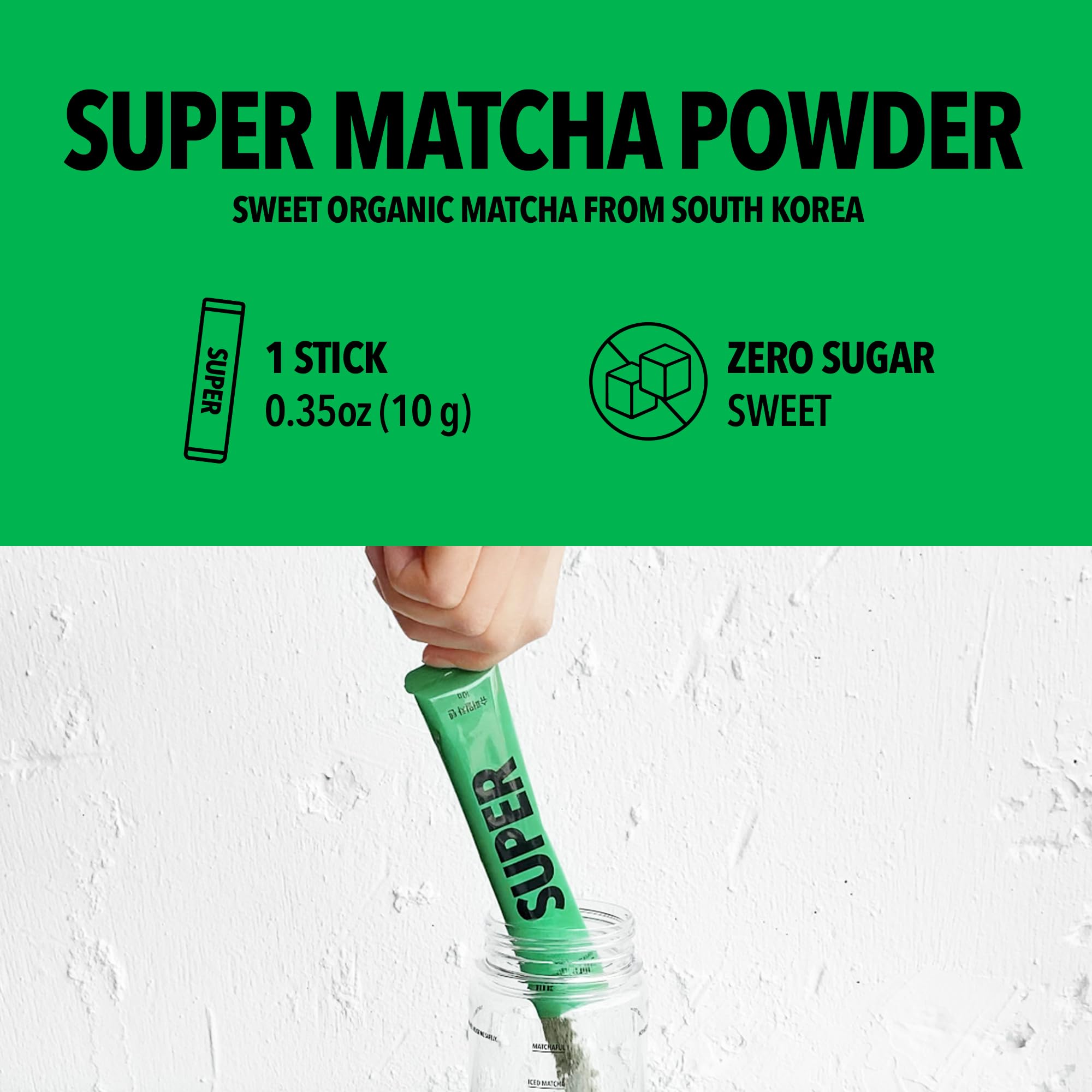 SUPER MATCHA Sweet Ceremonial Grade Matcha Powder Organic Blanded Matcha 5 Sticks 0 35 oz 10g Sweet Tea — view 6