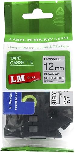 Miniatura 3 de Cinta adhesiva TZe P-Touch compatible con 12" (12 mm) negro sobre transparente para rotuladora Brother PT-1010, PT1010 con guía de cinta gratuita