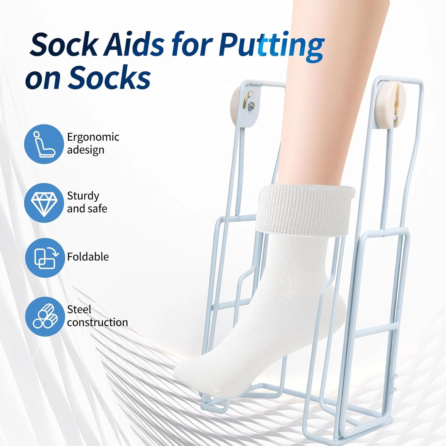 Dispositivo Innovador para Poner Calcetines Sin Agacharse - Calzador de Calcetines y Aparato para Medias de Compresión, Ideal Personas Mayores con Movilidad Reducida