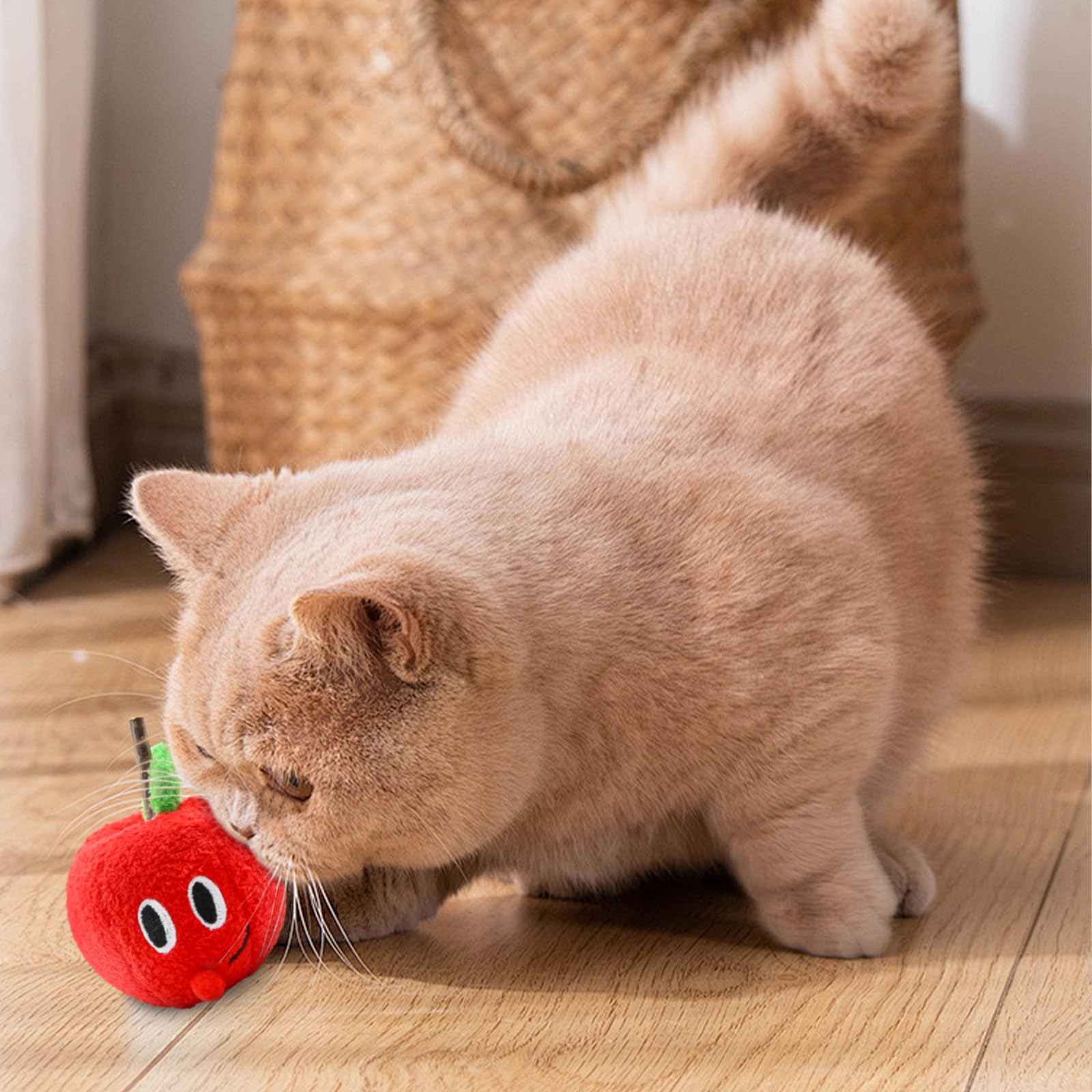 Geluode Catnip Toys 2 Pack,Cat Nip Toys with Silvervine Stick,Apples Oranges Shaped Plush Toys Cat Teething Stick Toys For Indoor Outdoor Kitten Dental Chewing Teething Biting - Image 4