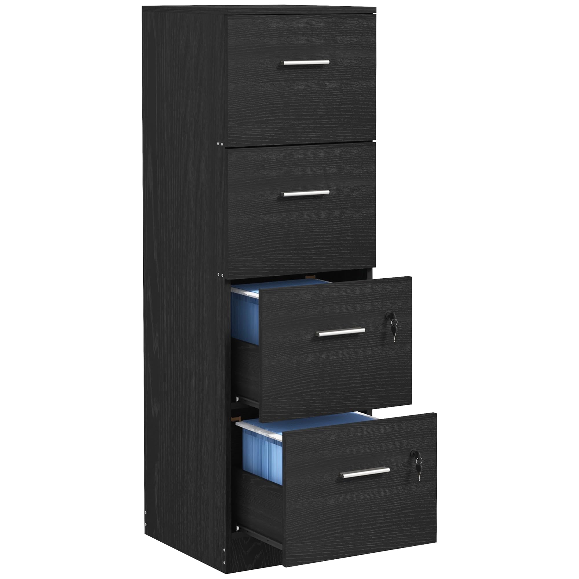 Homcom Unisex Black 4 Drawer File Cabinet Locking Filing Cabinet In