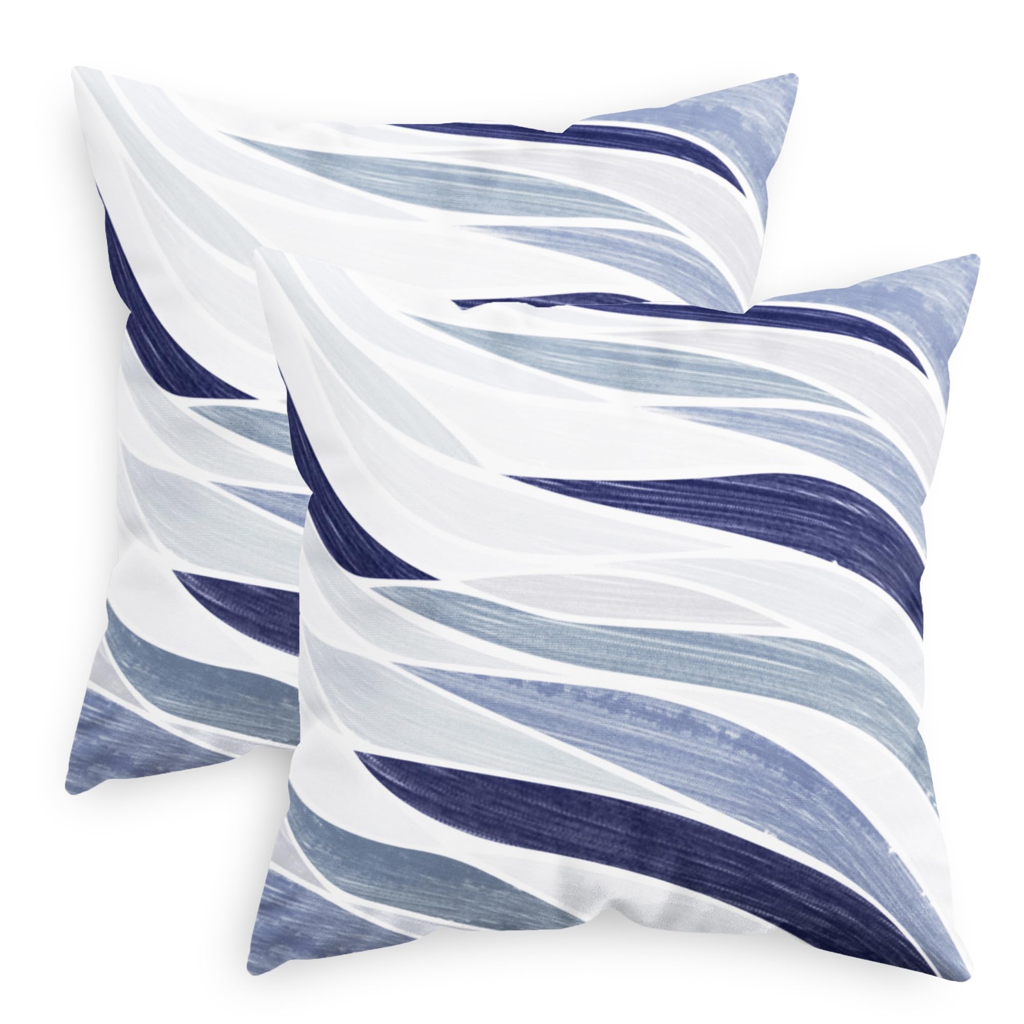 CaliTime Throw Pillow Covers Decorative 16 X 16 Inches Pack of 2 Cozy Fleece Two-Tone Abstract Sea Wave Geometric Cushion Cases for Couch Bed Sofa