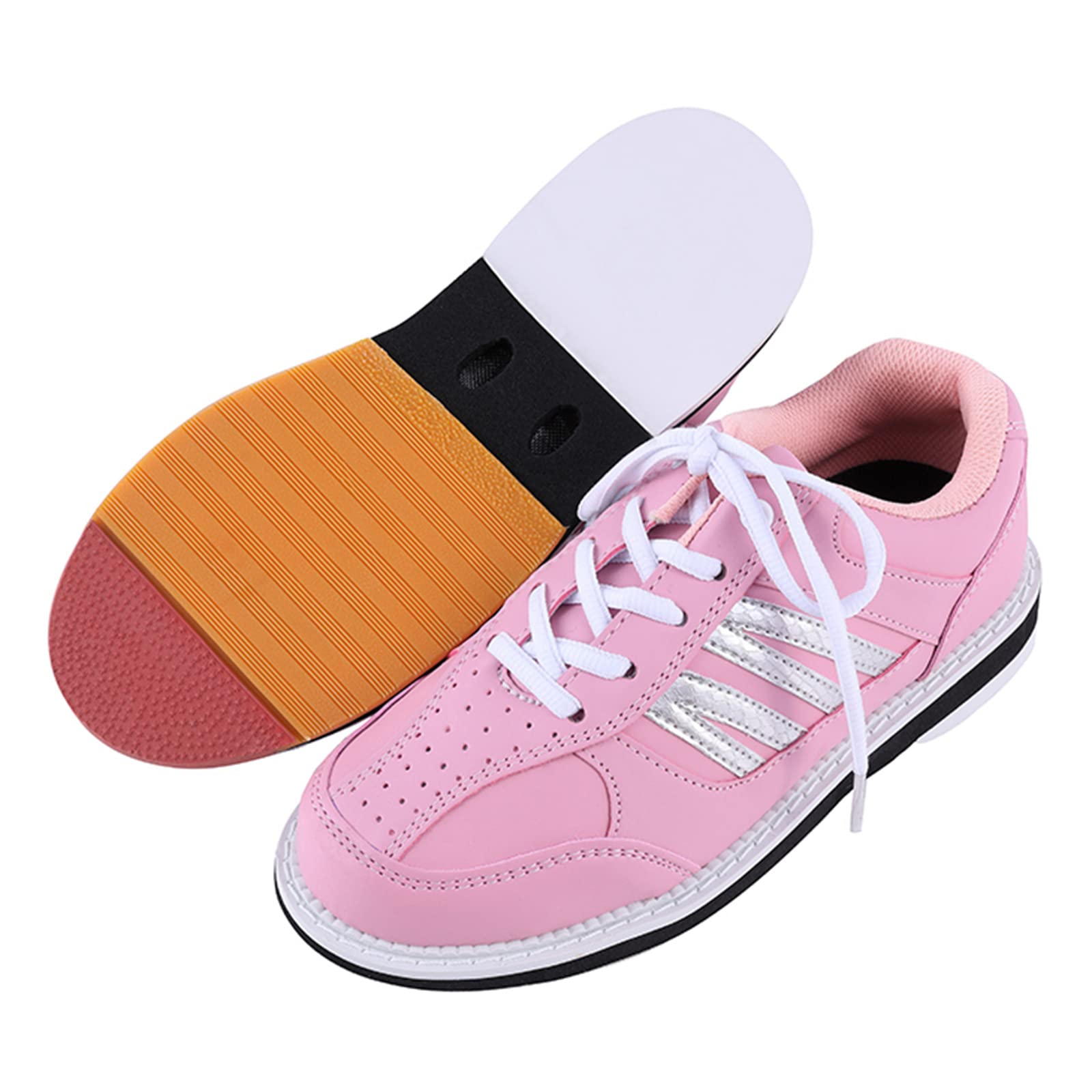 Chaussures De Bowling pour Femme Athlétique Léger Tampon Cuir À Lacets Intérieur Mode