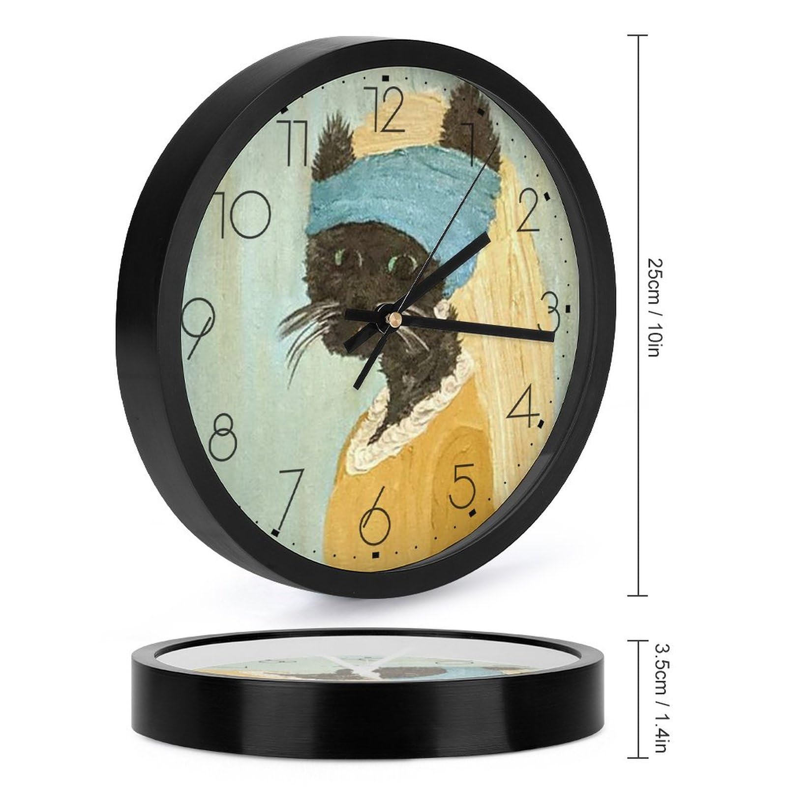 Amazon.co.jp: 猫柄 掛け時計 電波時計 夜間秒針停止機能付き 静音