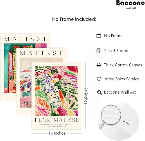 Miniatura 8 de Henri Matisse - Juego de 3 impresiones artísticas de pared de Matisse para decoración de pared, lienzo estético, póster artístico de Matisse, imagen
