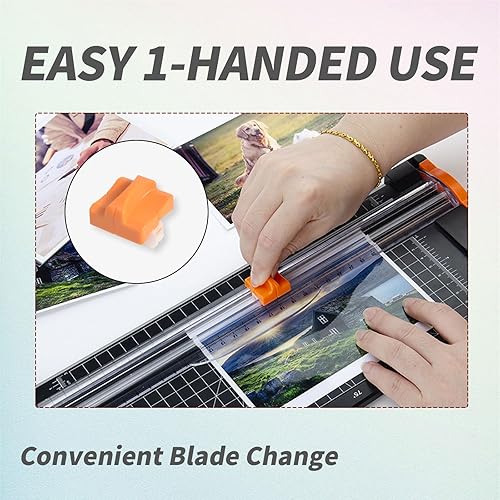 Miniatura 6 de Paquete de 4 cuchillas de repuesto para cortador de papel con diseño de seguridad automática para recortadora de papel A4, herramientas de corte de