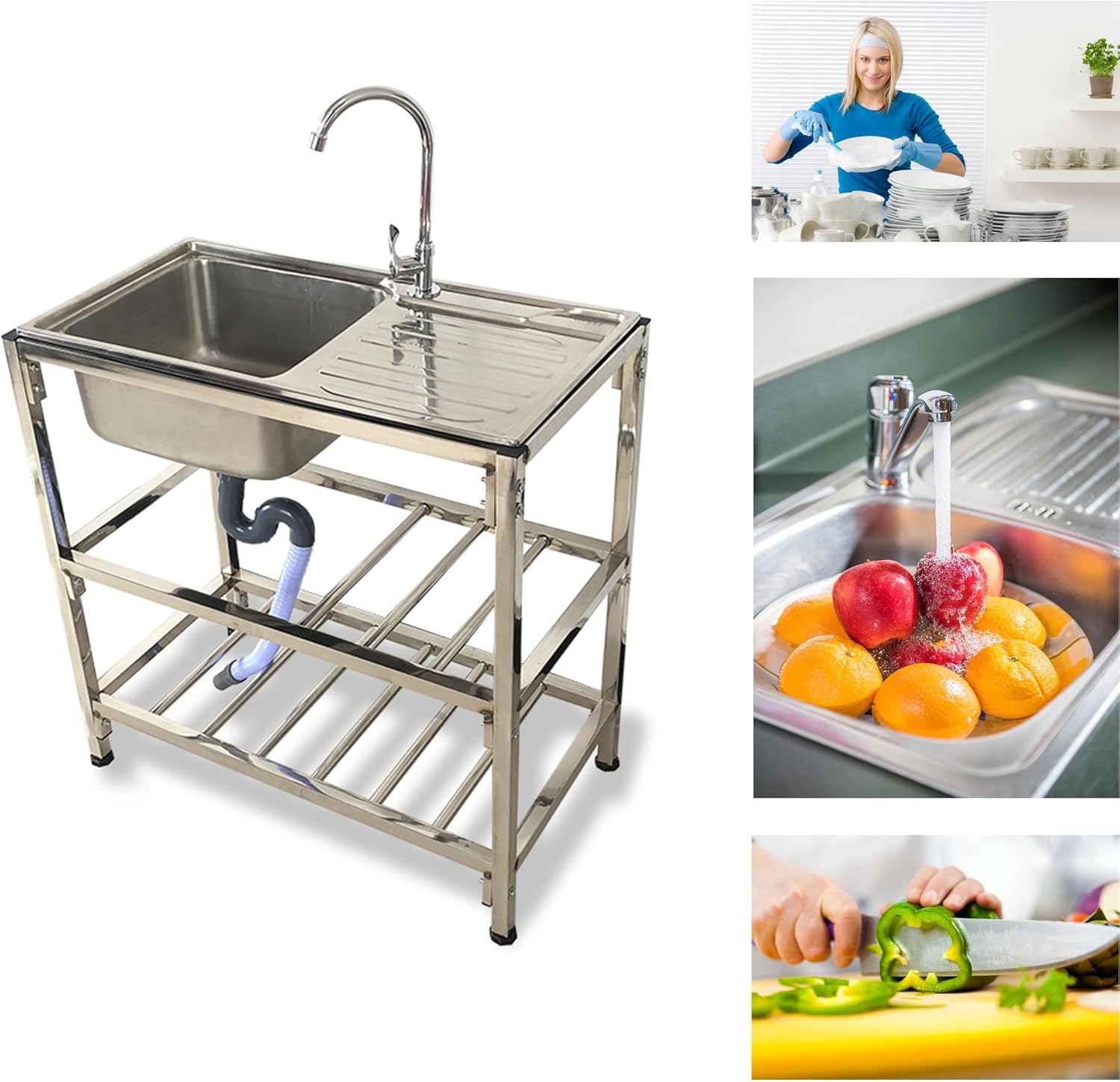 Amazon.com: Utility Outdoor Kitchen Sink Laundry Sink With Cabinet ...
