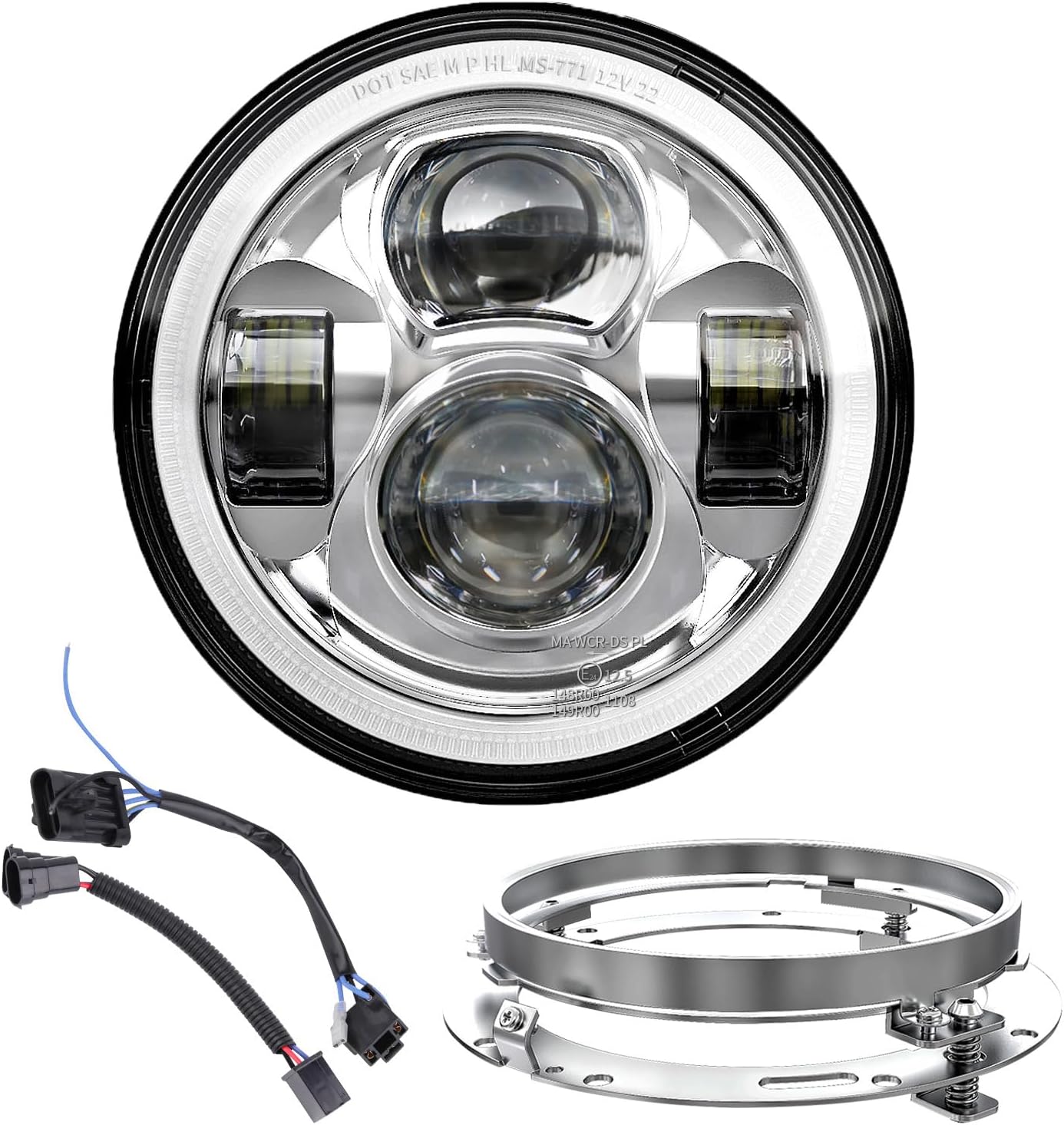 Z-OFFROAD Upgrade 7 Inch Motorcycle LED Headlight w/DRL White Halo DOT Kit Compatible with Harley Davidson Street Glide Road King Special Electra Glide Ultra Classic Fat Boy Heritage Softail - Chrome