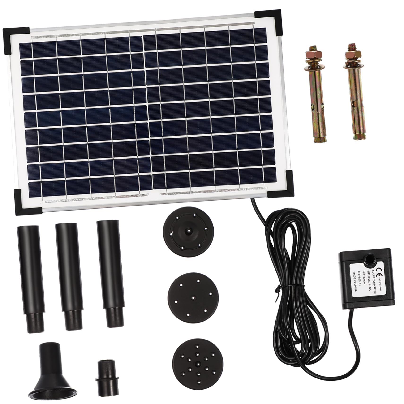 Pompa per Fontana Solare 1350l/h in Pp Nero per Prato e Laghetto | Installazione Semplice, Uso Versatile, Ricarica Comoda, Adatta a Giardino, Piscina e Vasca