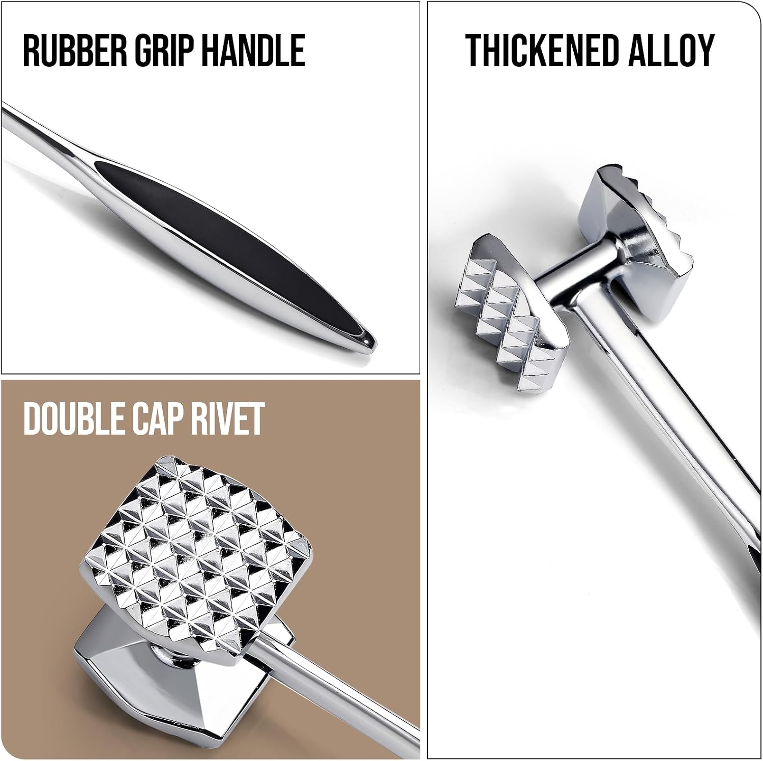 Meat Tenderizer Hammer Tool Pounder For Tenderizing Steak Beef Poultry, Heavy Duty Dual-Sided Mallet with Soft Grip Handle - Multifunctional Kitchen Beater for Chicken,Fish, Baking